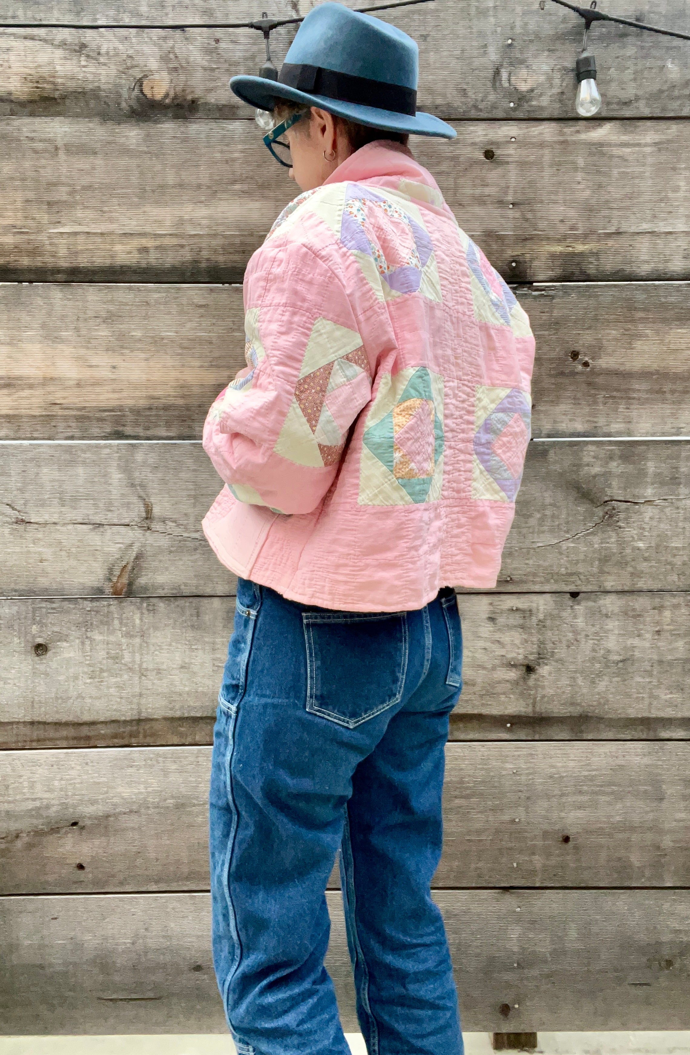 Spring Quilt Jacket (Pink Square in a Square)