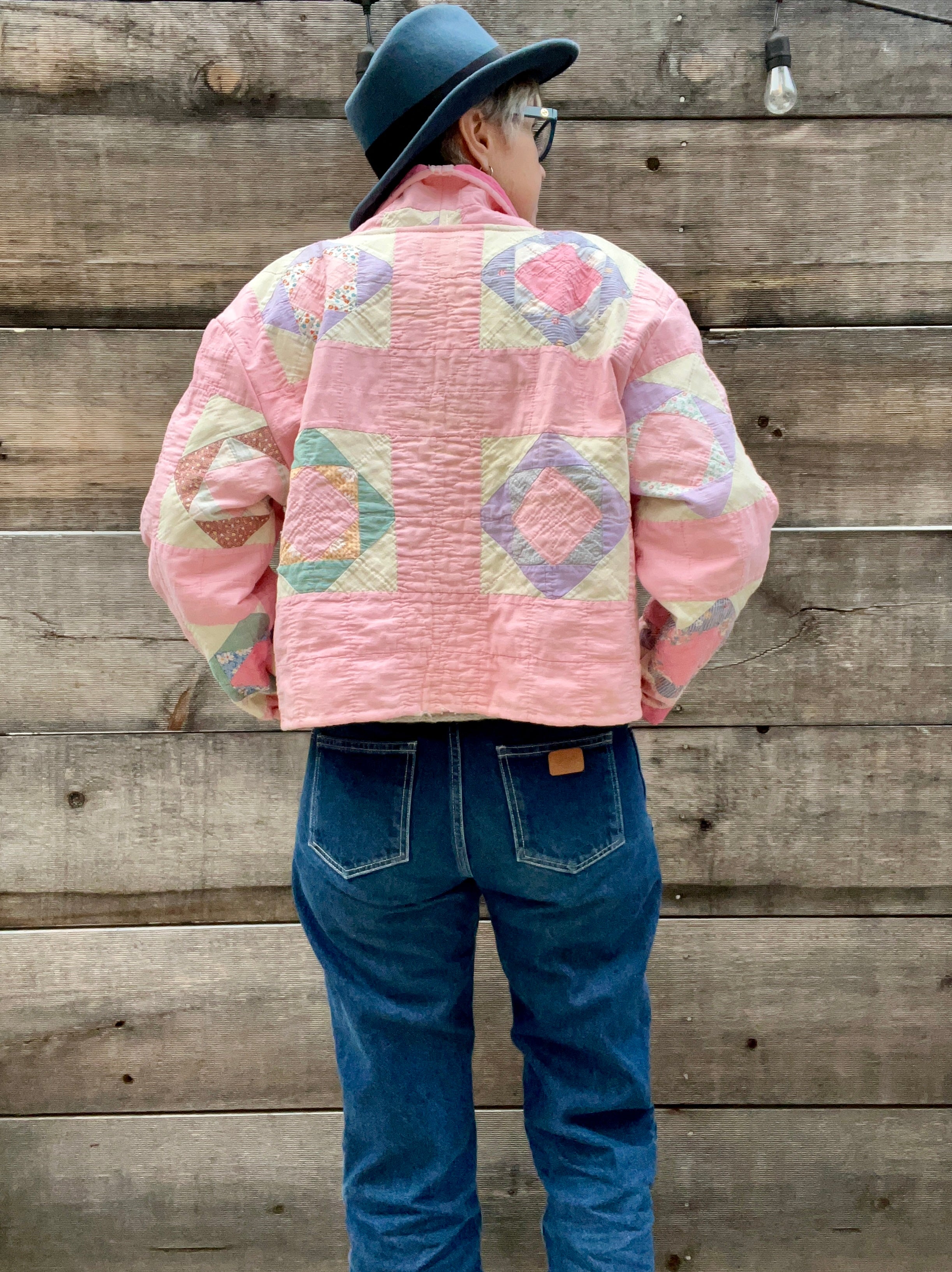 Spring Quilt Jacket (Pink Square in a Square)