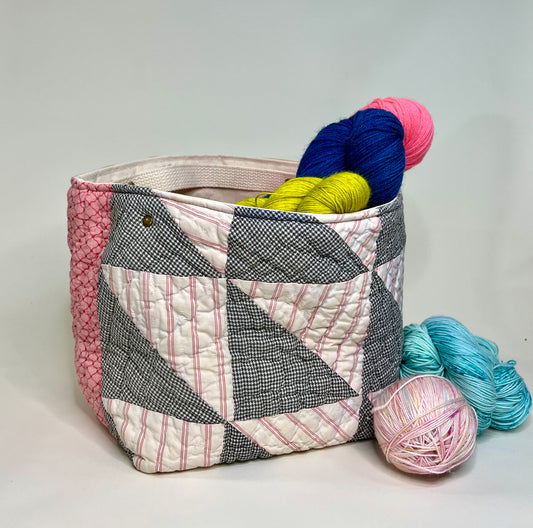 Quilt Bin (Pink Flying Geese)