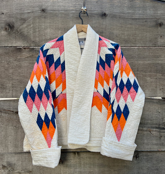 Quilt Cardi - Cheddar Pink Indigo Lone Star