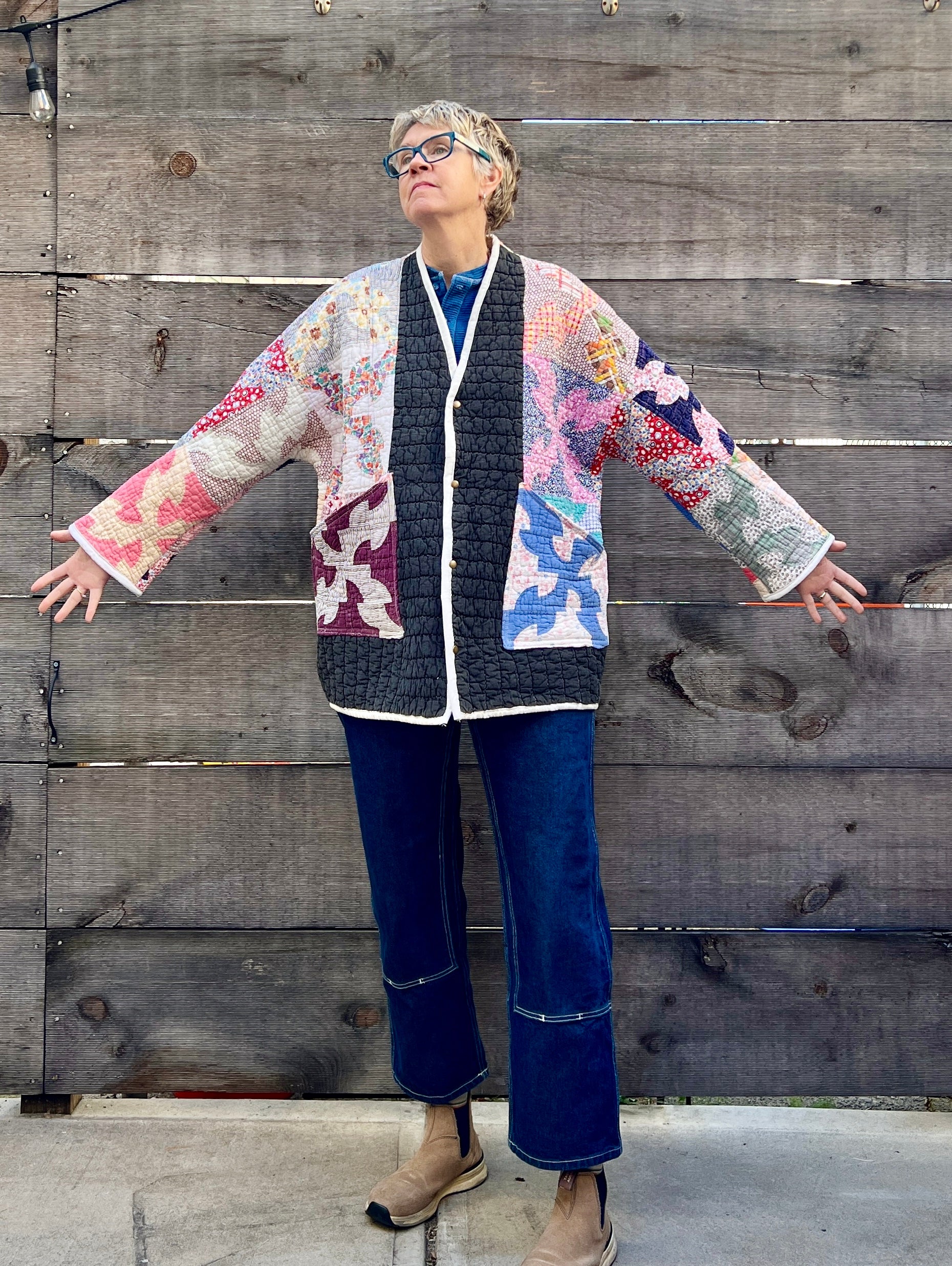 Quilt Coat (Bright Scrappy Drunkard's Path)