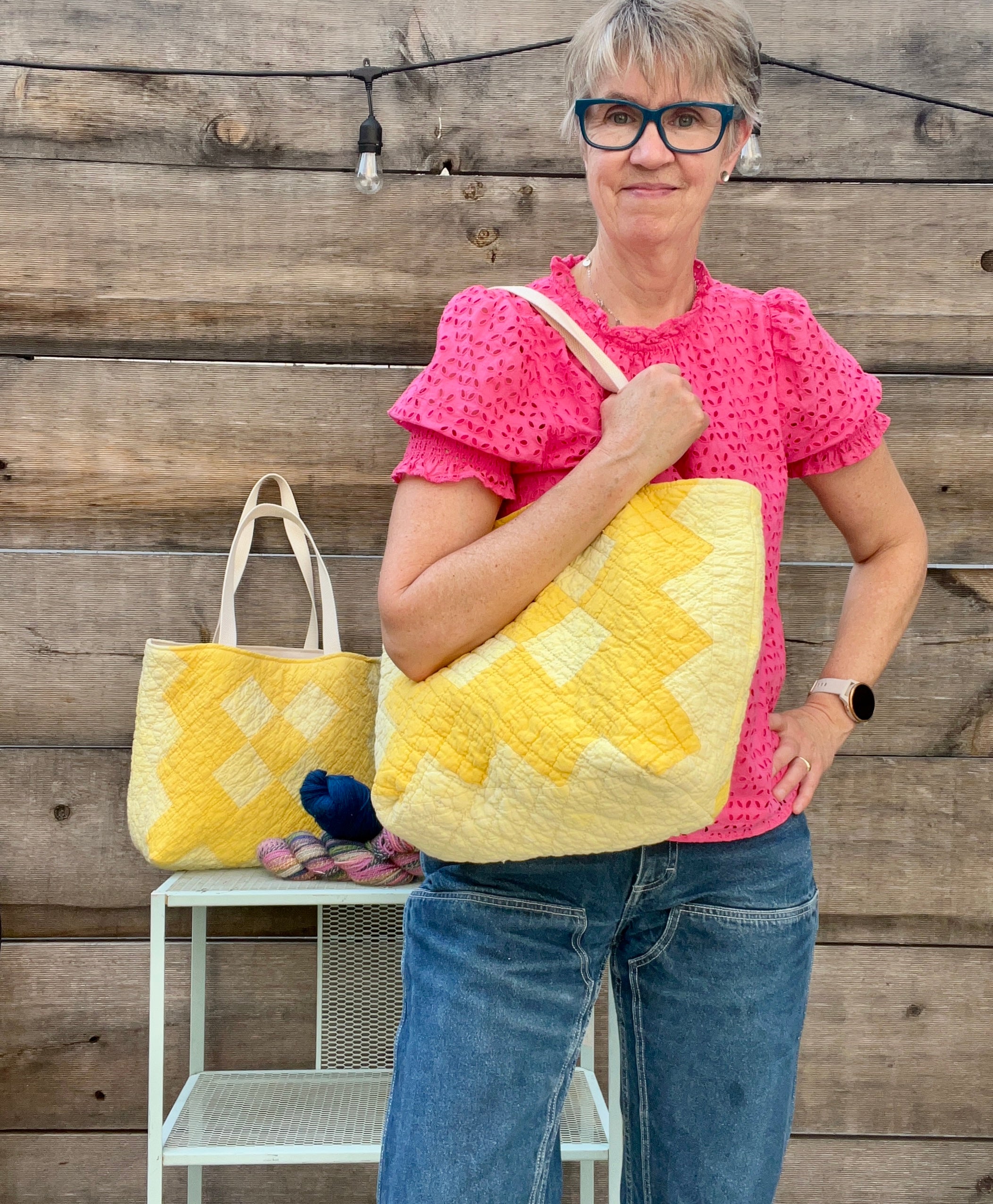 Simple Tote (Yellow Churn Dash)