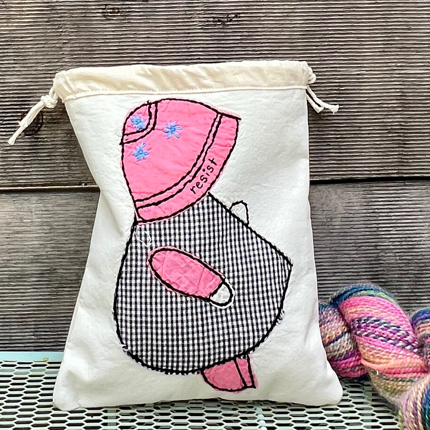 Sunbonnet Sue Resist (Black Gingham)