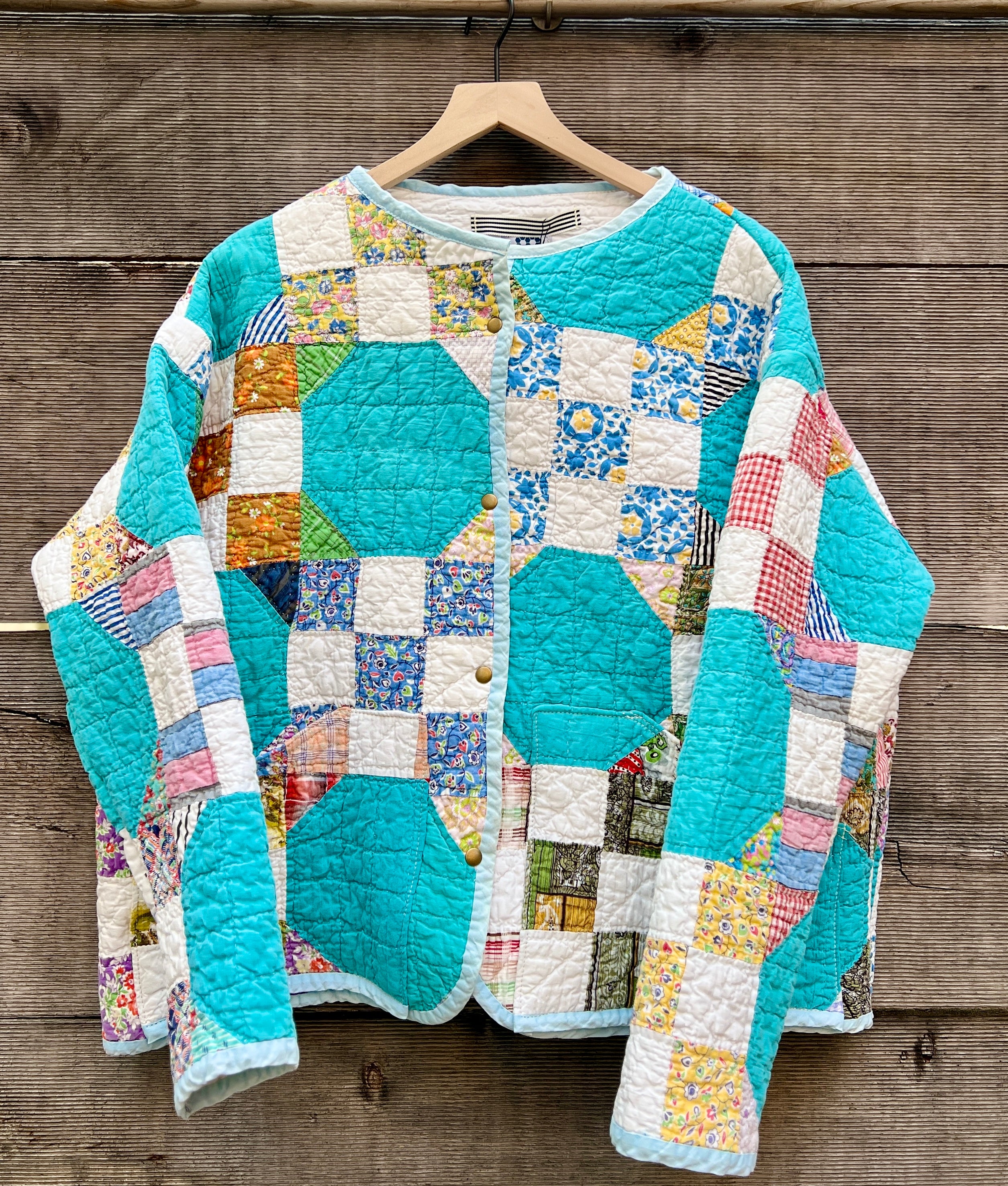 Quilt Coat (Turquoise 9 Patch)