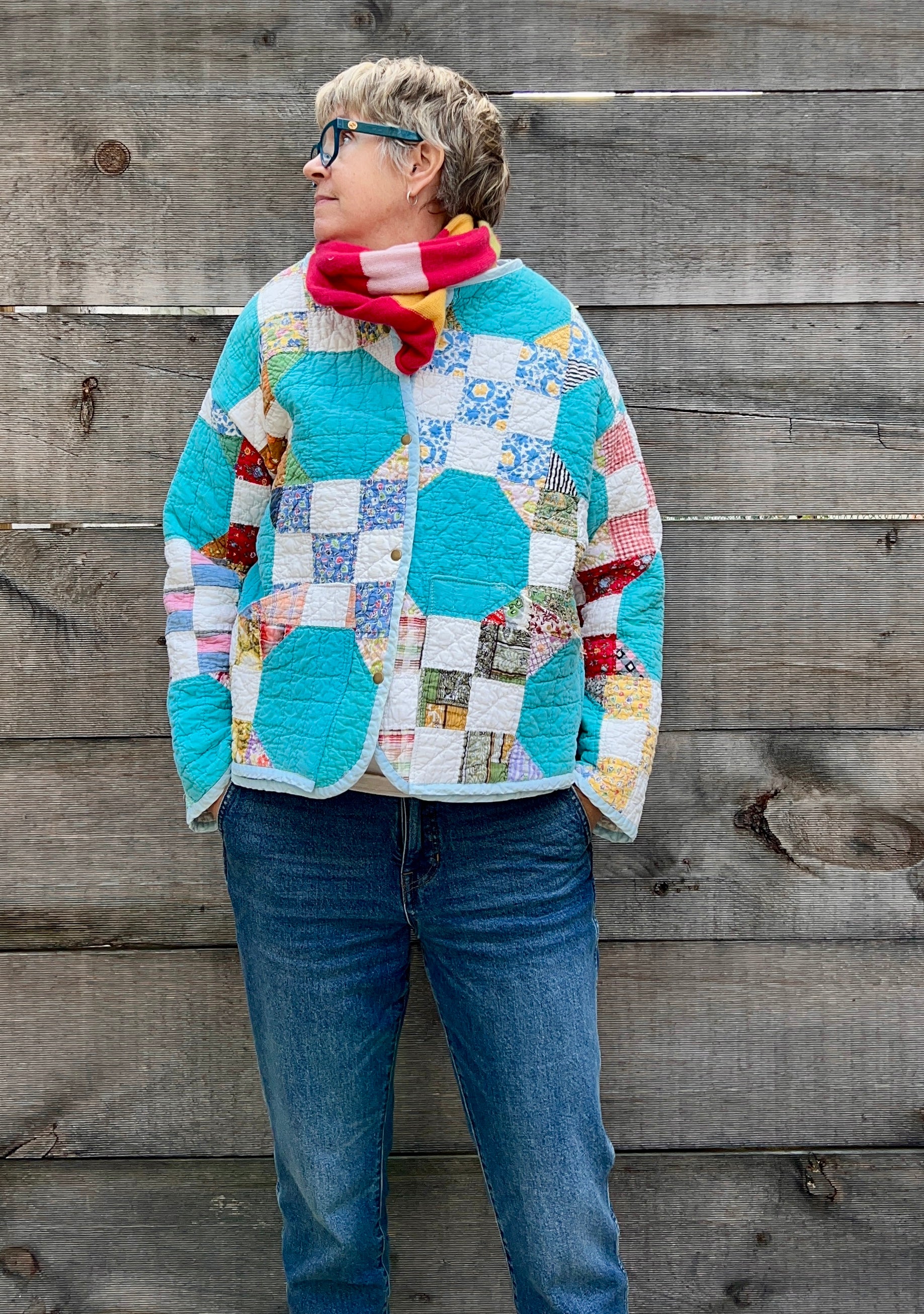 Quilt Coat (Turquoise 9 Patch)