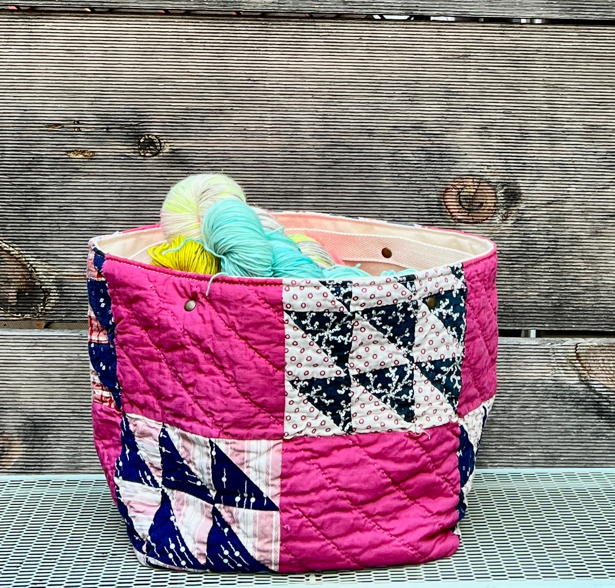 Quilt Bin (Fuschia Flying Geese)