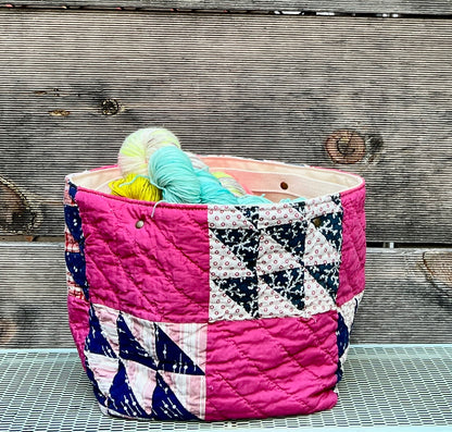 Quilt Bin (Fuschia Flying Geese)