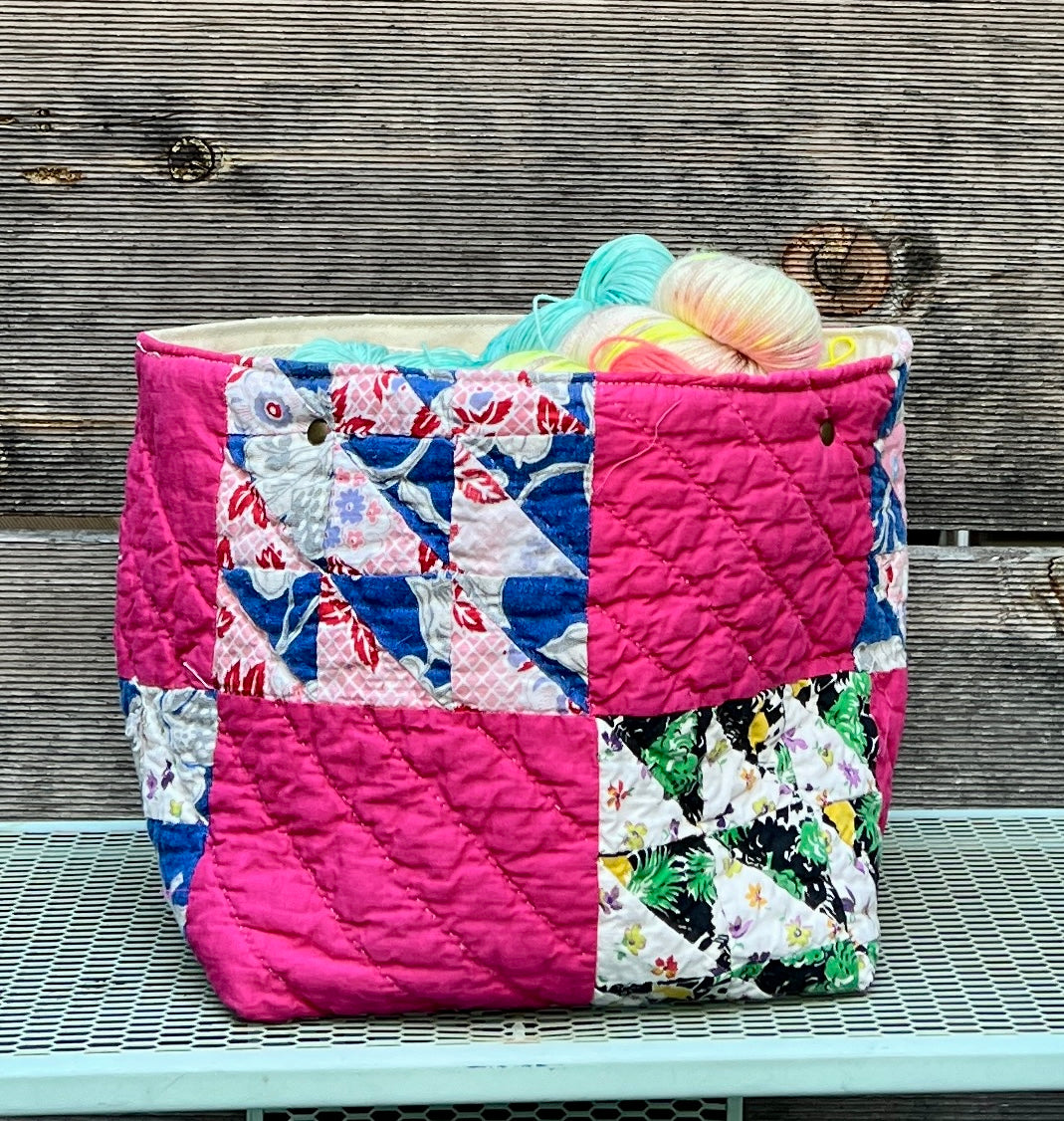 Quilt Bin (Fuschia Flying Geese)