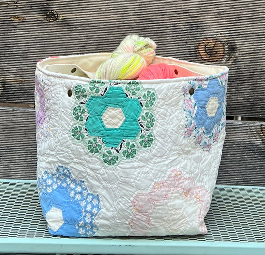 Quilt Bin (Fussy Cut Grandma's Flower Garden)