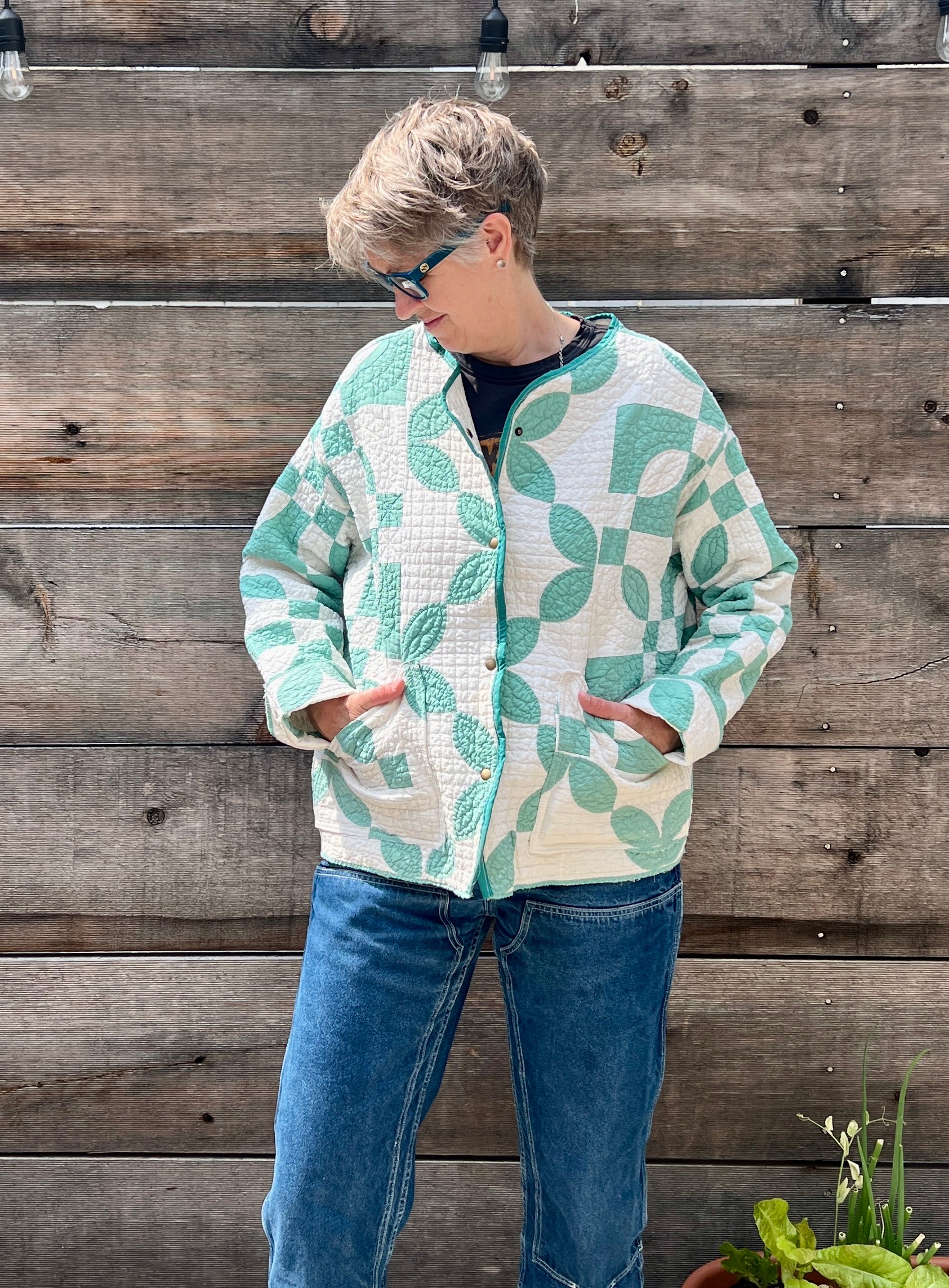 Quilt Coat (Green Petals)