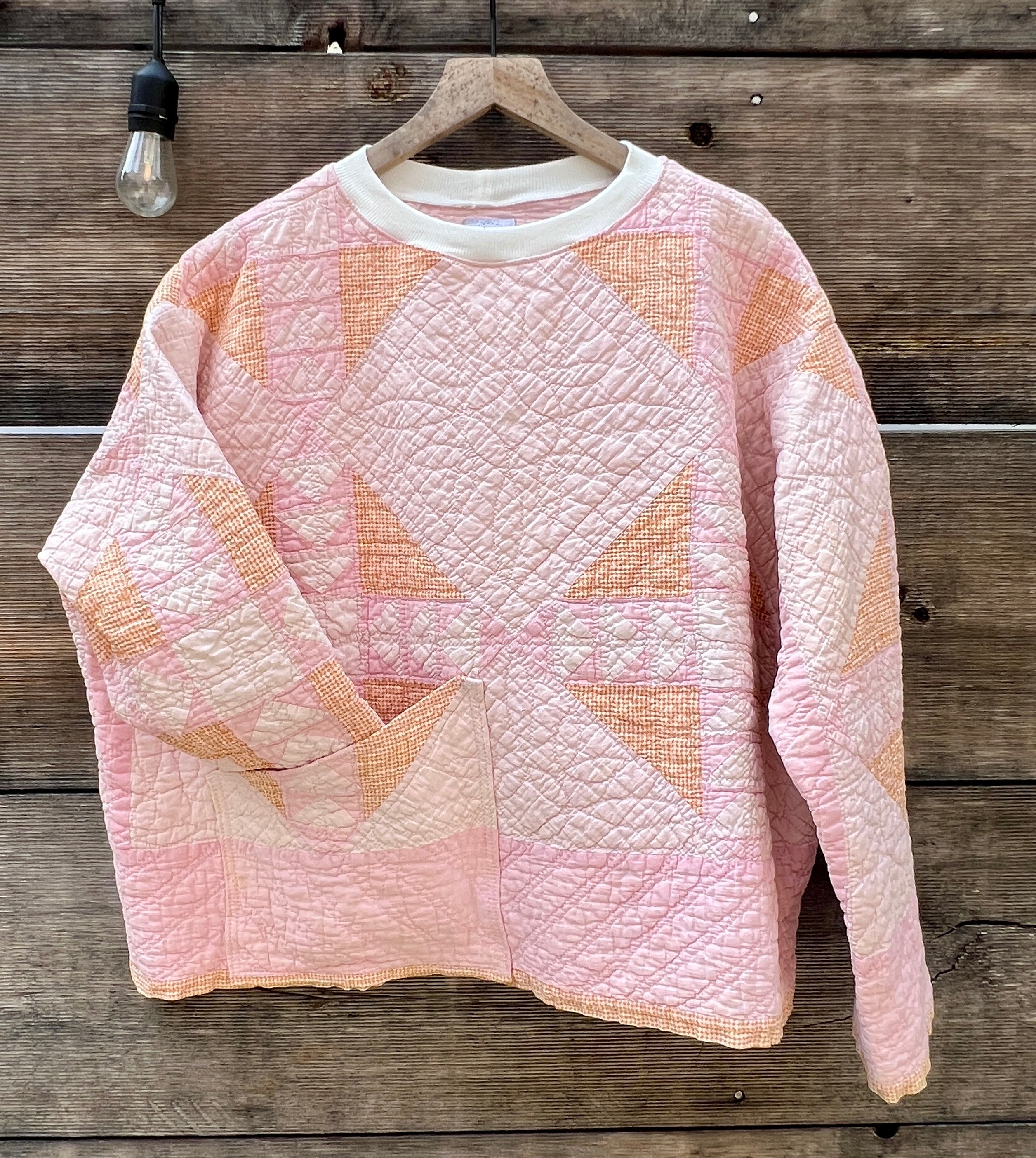 Popover (Pink & Orange Gingham Flying Geese)