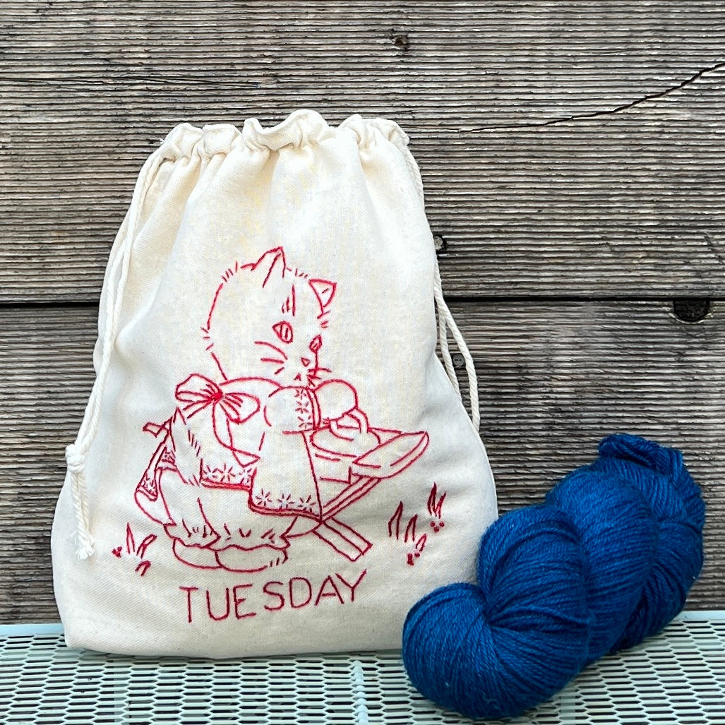 Drawstring Pouch (Kitten Days of the Week)