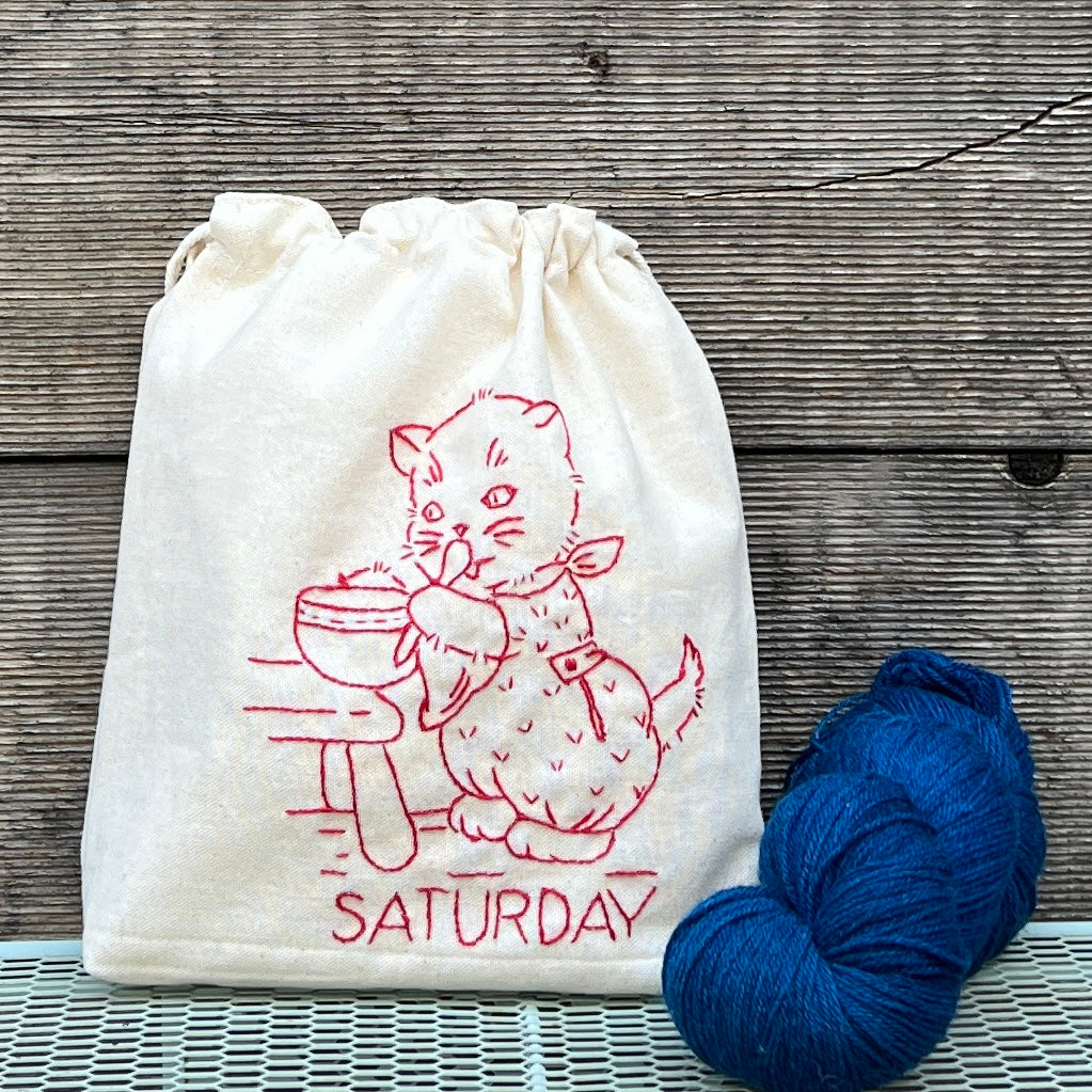 Drawstring Pouch (Kitten Days of the Week)