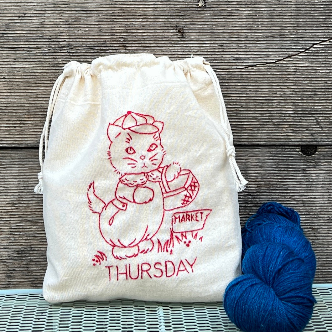 Drawstring Pouch (Kitten Days of the Week)