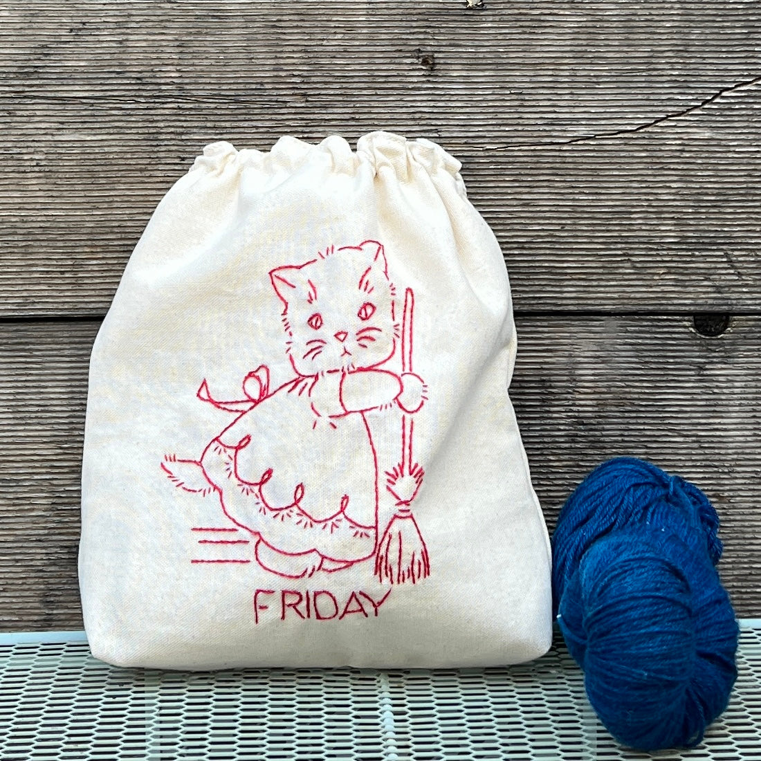 Drawstring Pouch (Kitten Days of the Week)