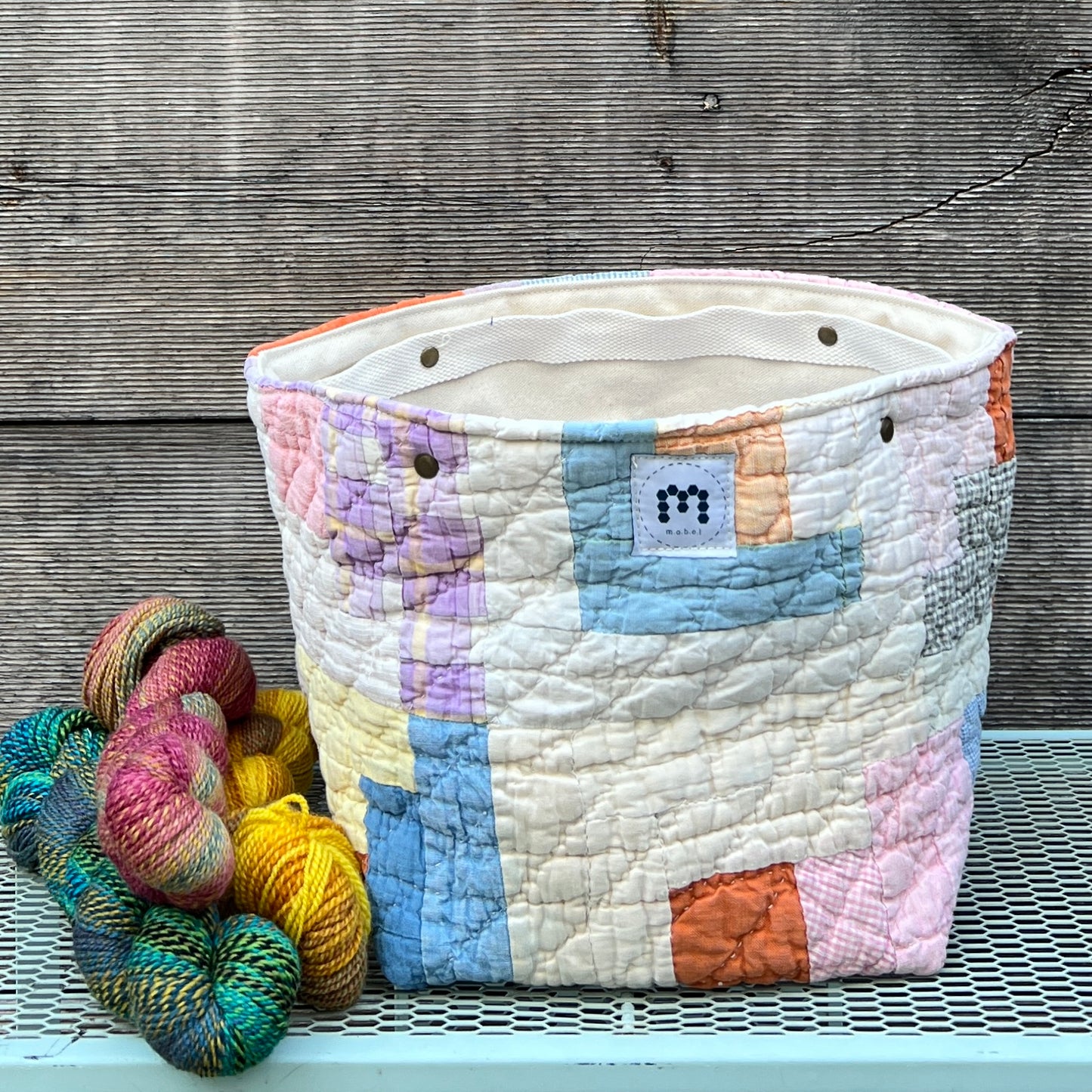 Quilt Bin (Pastel Log Cabin)