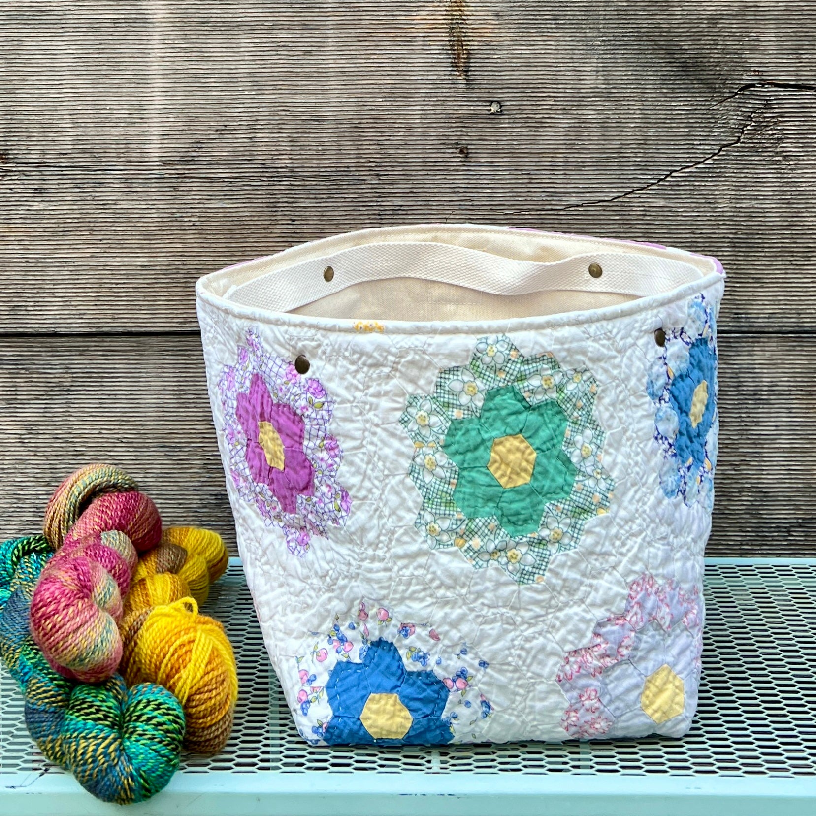 Quilt Bin (Purple Grandma's Flower Garden)