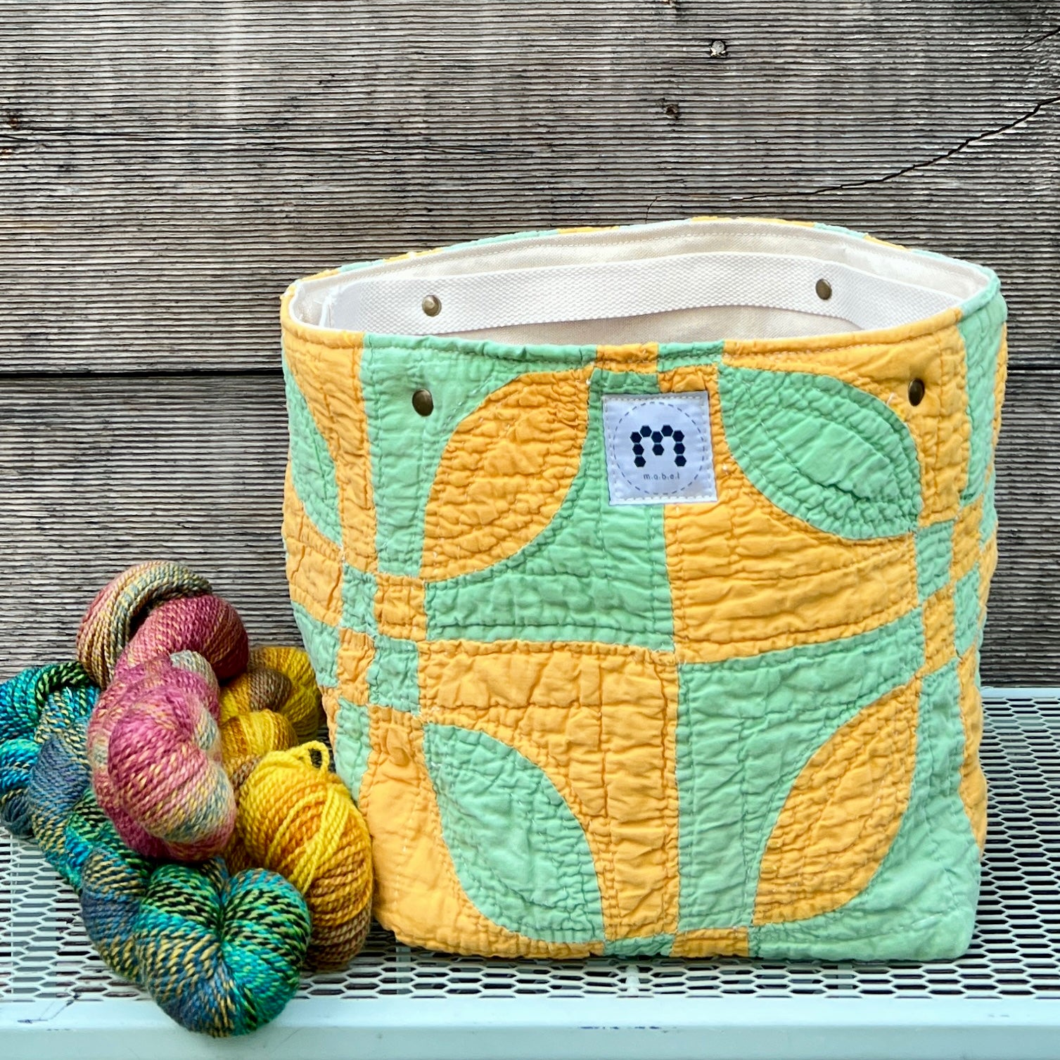 Quilt Bin (Yellow & Green Orange Peel)