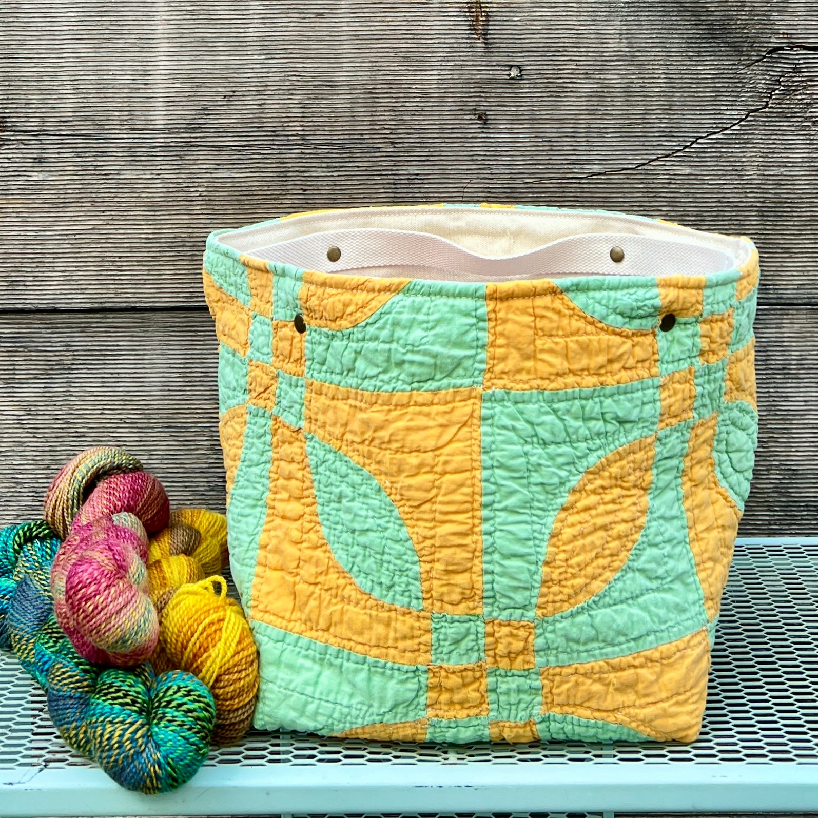 Quilt Bin (Yellow & Green Orange Peel)