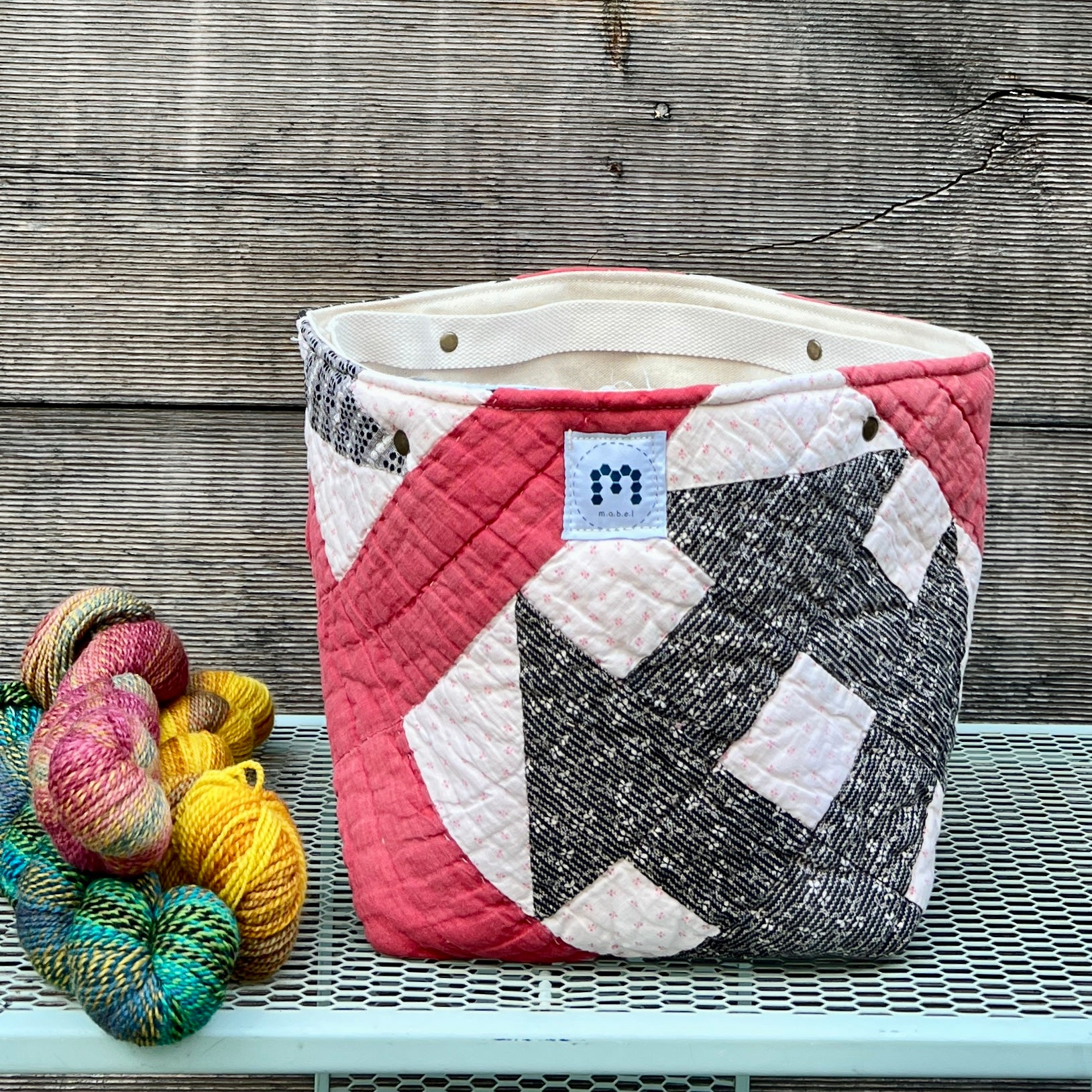 Quilt Bin (Red Sashed Churn Dash)