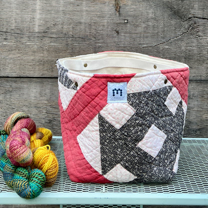 Quilt Bin (Red Sashed Churn Dash)