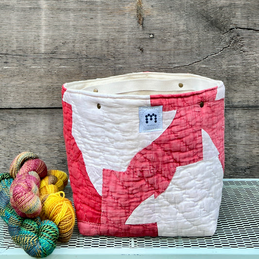 Quilt Bin (Red Drunkard's Path)