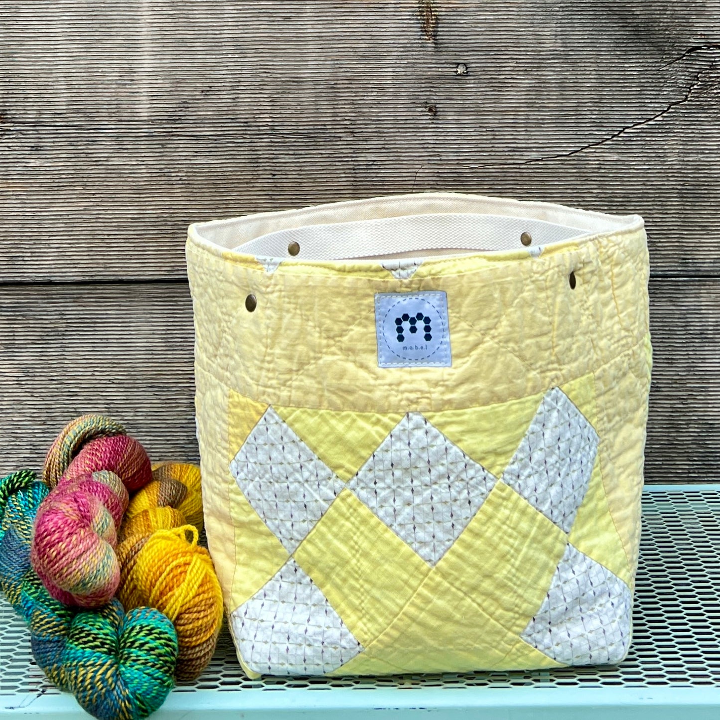 Quilt Bin (Yellow Churn Dash)