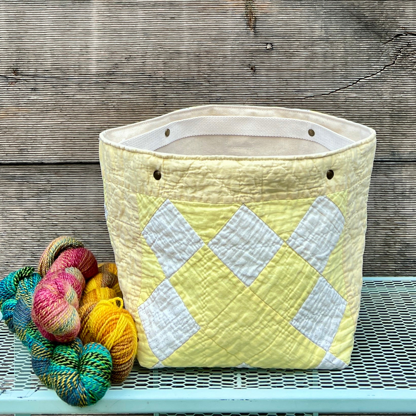 Quilt Bin (Yellow Churn Dash)