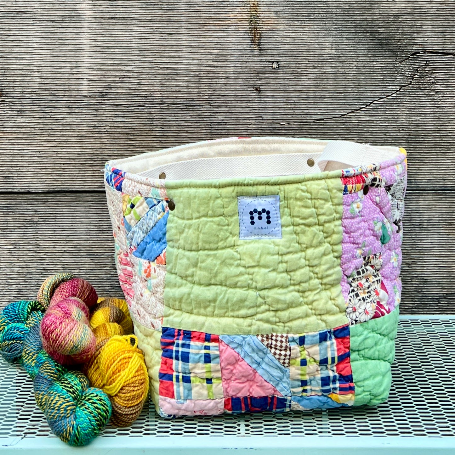 Quilt Bin (Green 9 Patch)