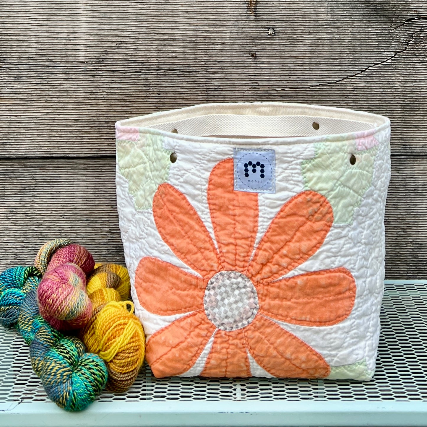 Quilt Bin (Orange Daisy)