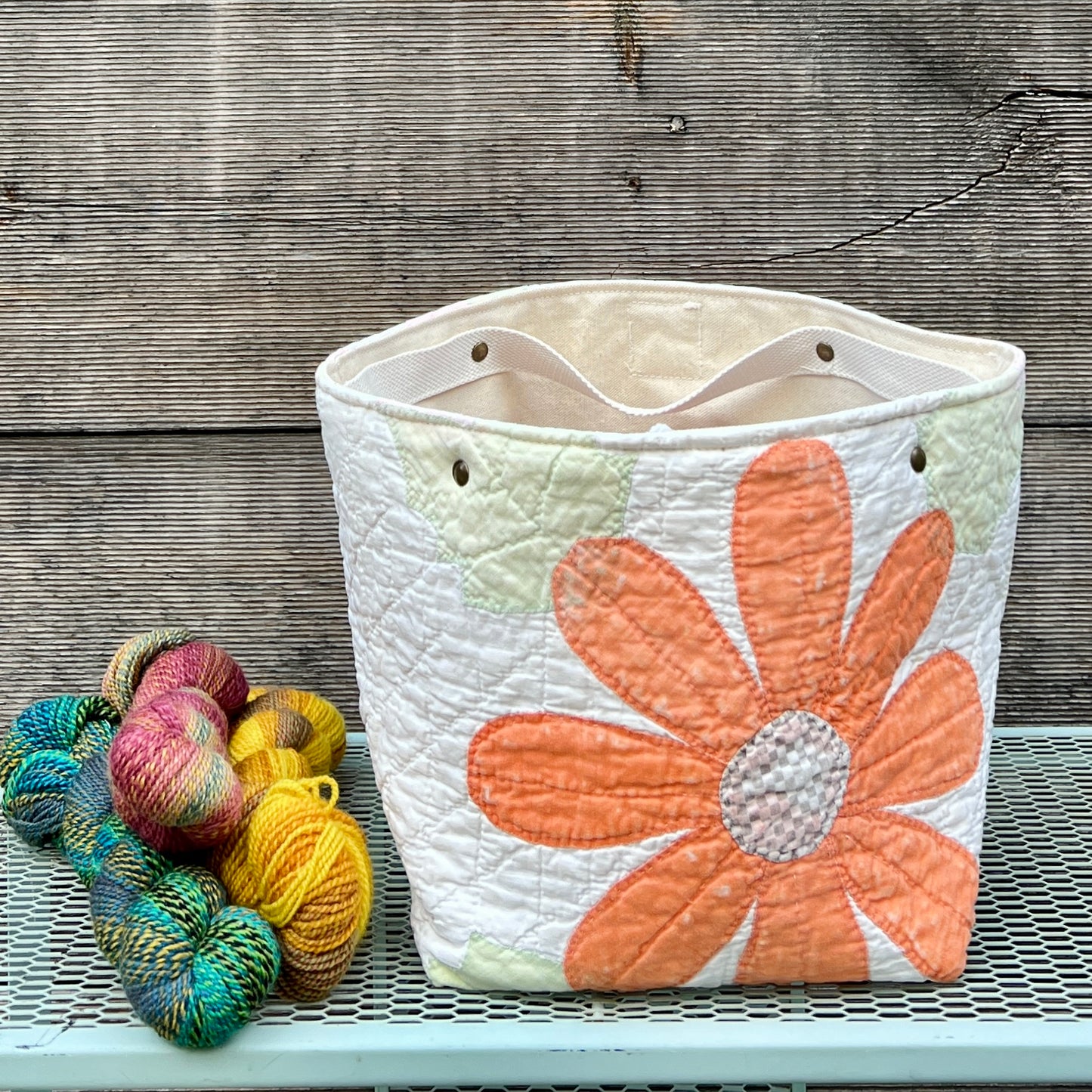 Quilt Bin (Orange Daisy)