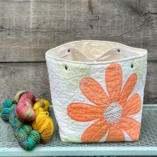 Quilt Bin (Orange Daisy)