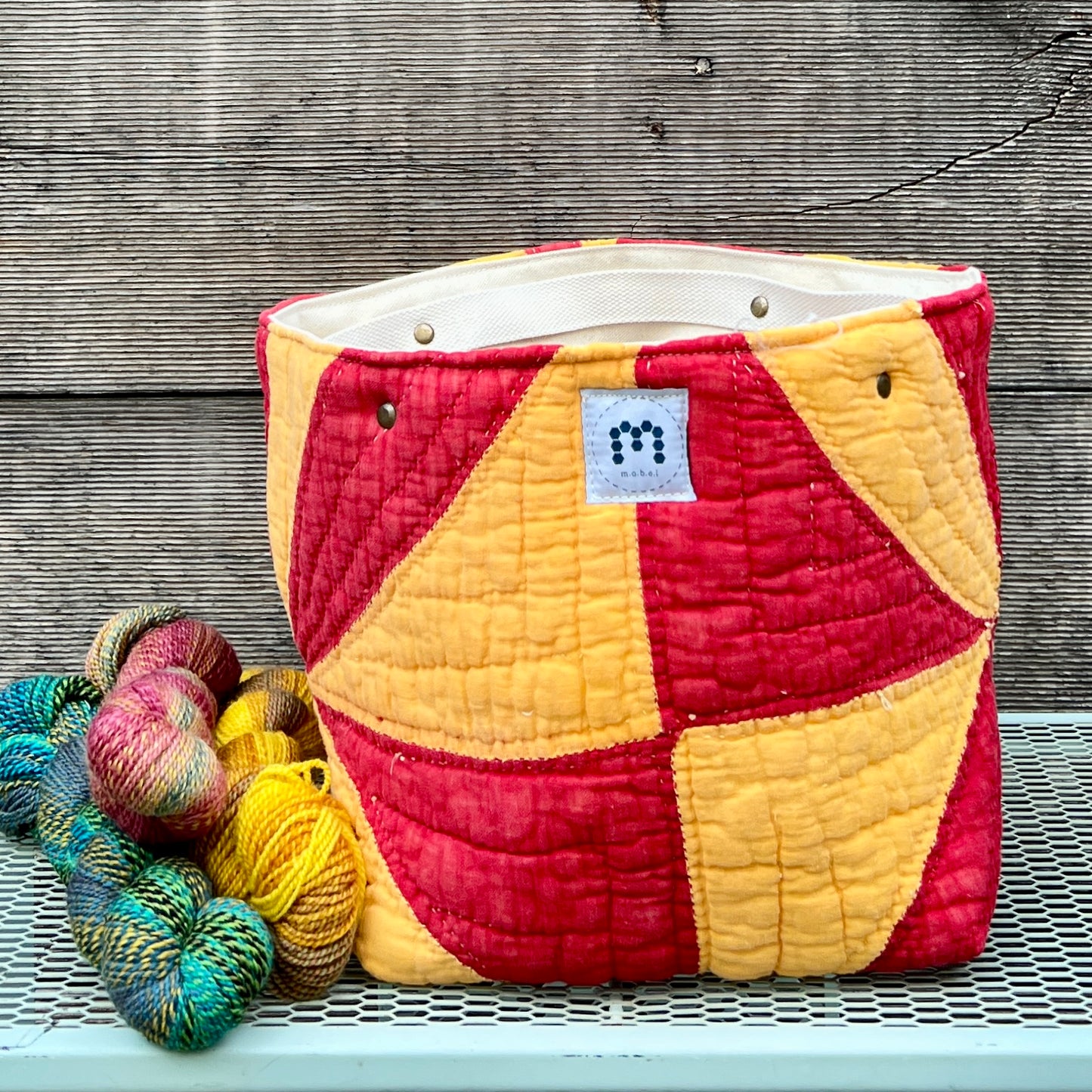 Quilt Bin (Yellow & Red Orange Peel)