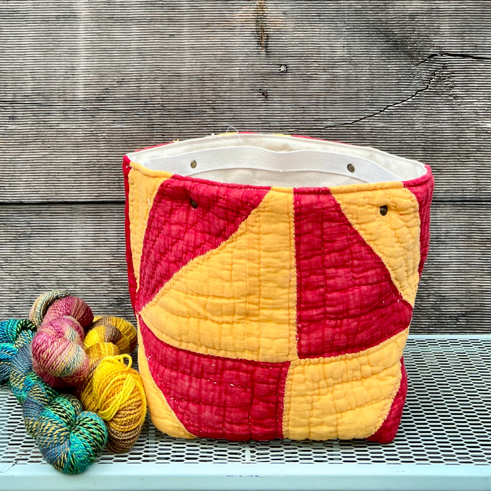 Quilt Bin (Yellow & Red Orange Peel)