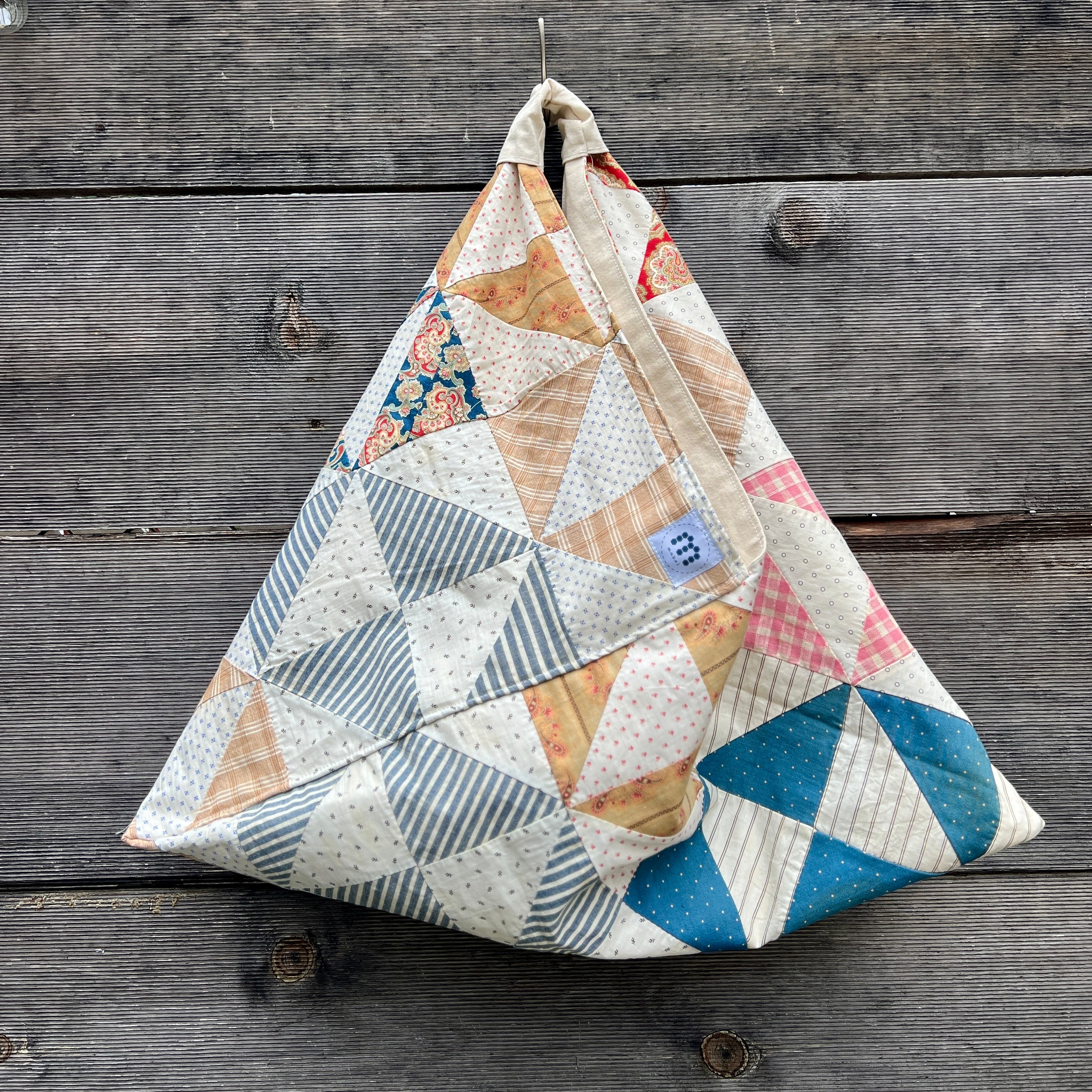 Origami Tote (Indigo & Shirting Pinwheel-natural lining)