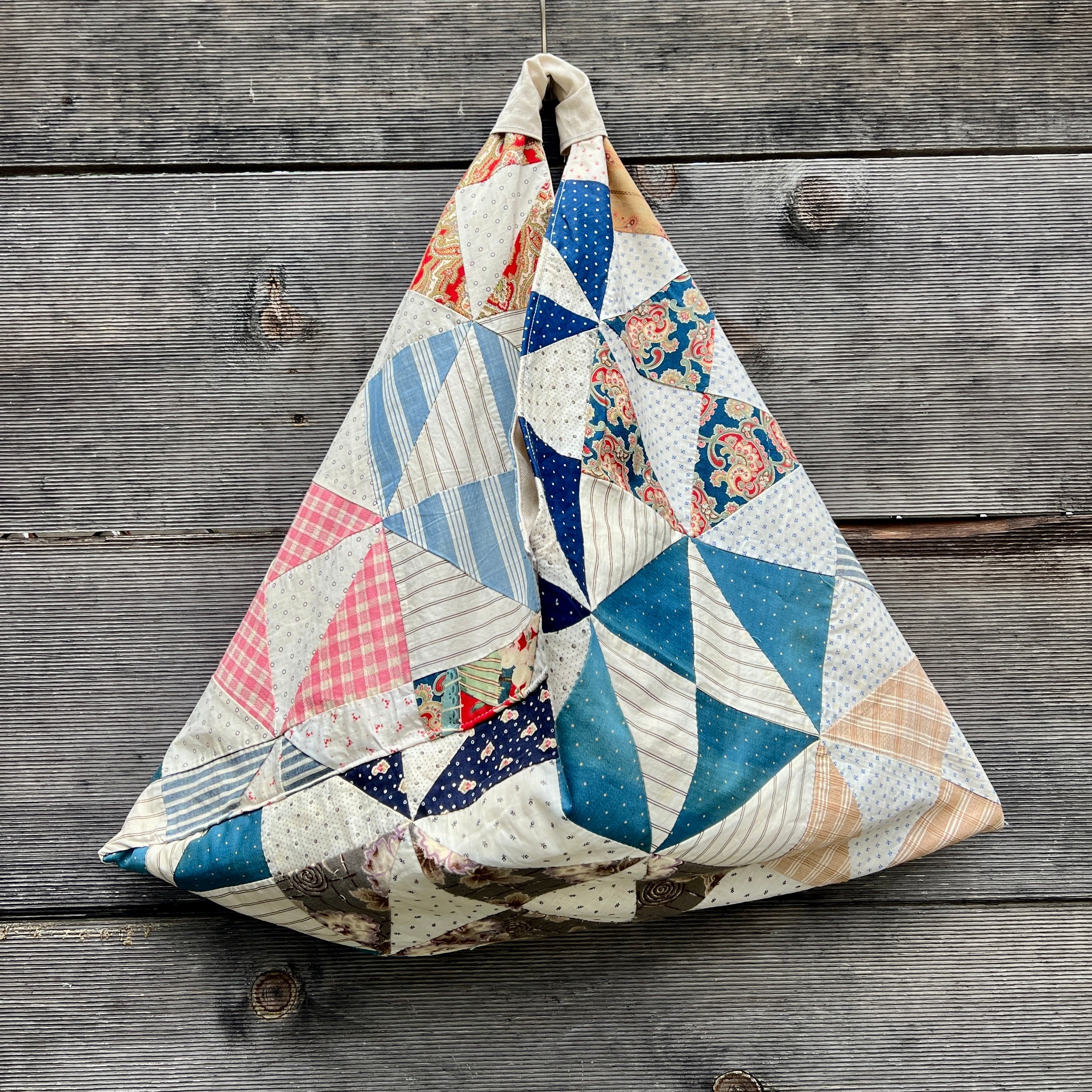 Origami Tote (Indigo & Shirting Pinwheel-natural lining)