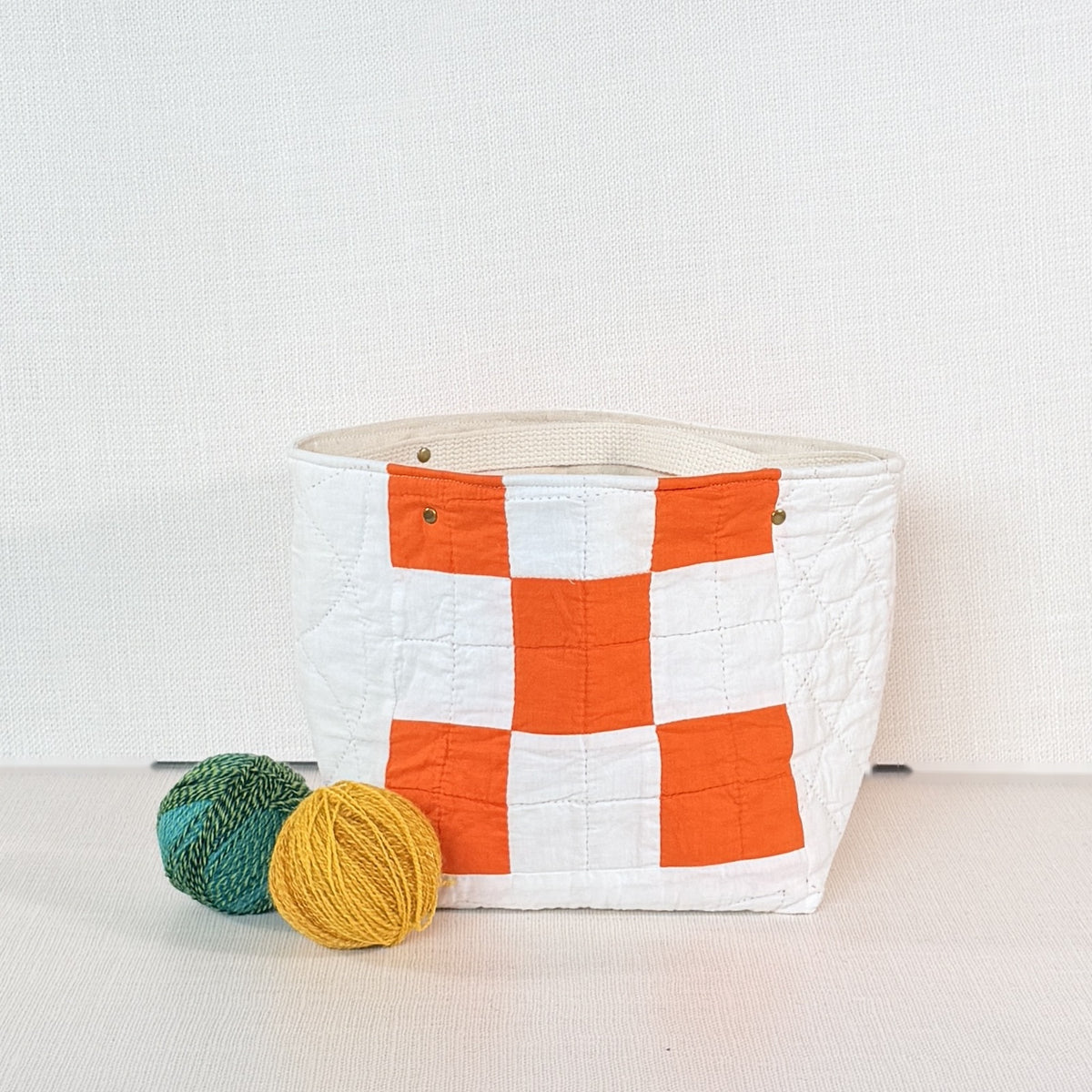 Quilt Bin (Orange 9 Patch)