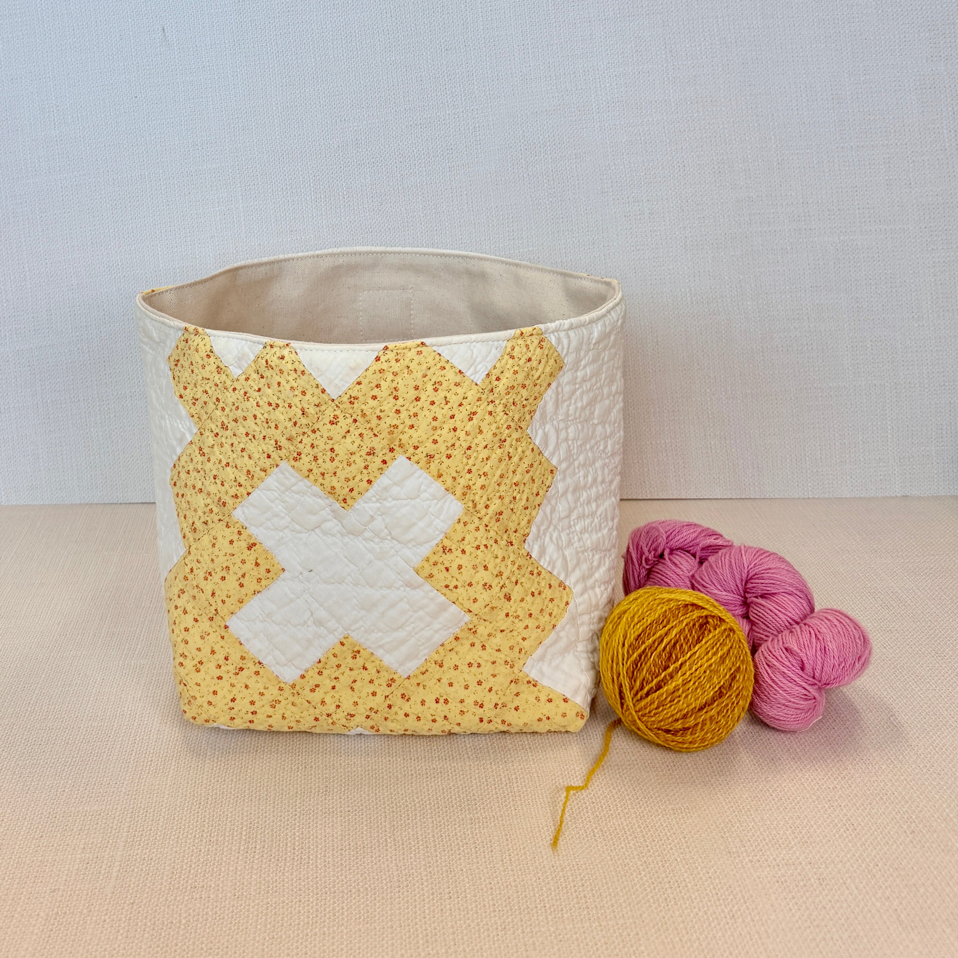 Quilt Bin (Yellow Xs)
