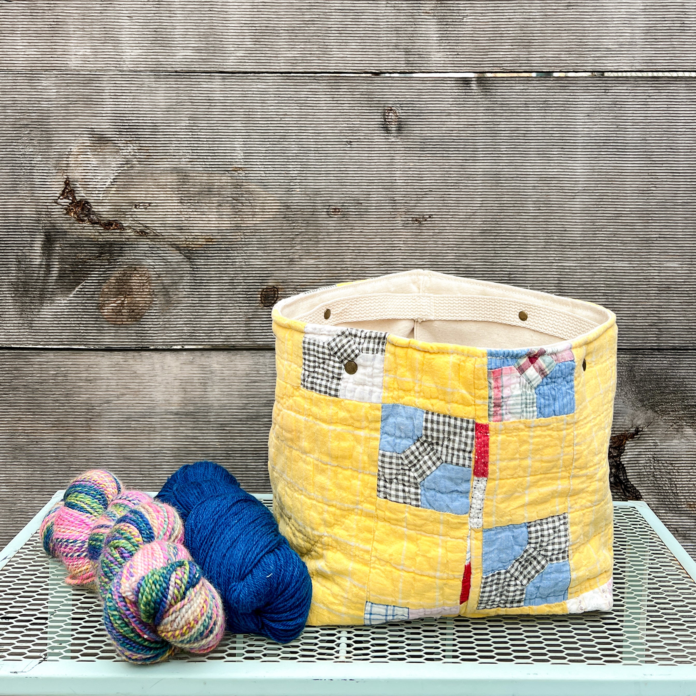 Quilt Bin (Yellow Bowtie)