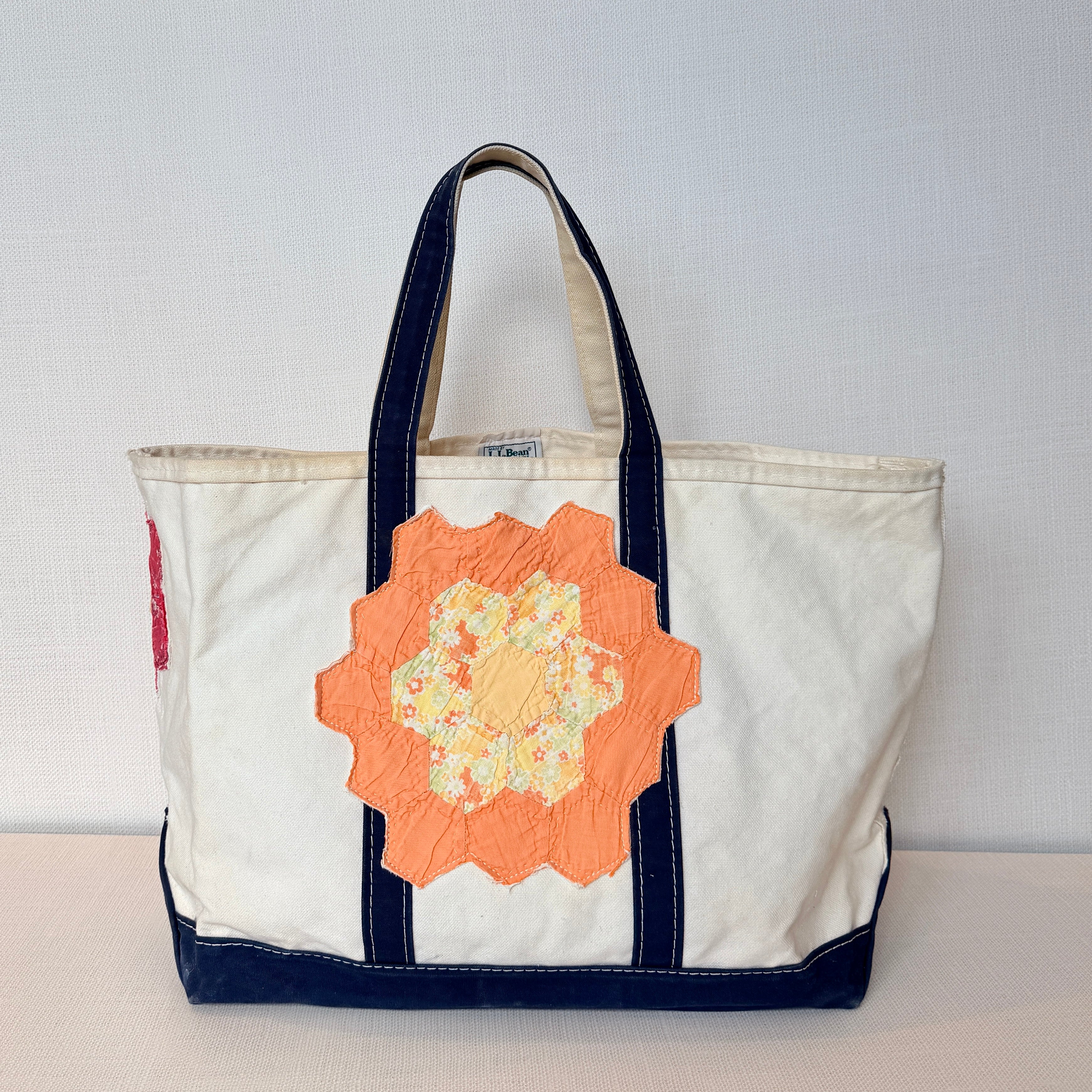 Salvaged Tote Large (Long Navy Handles)