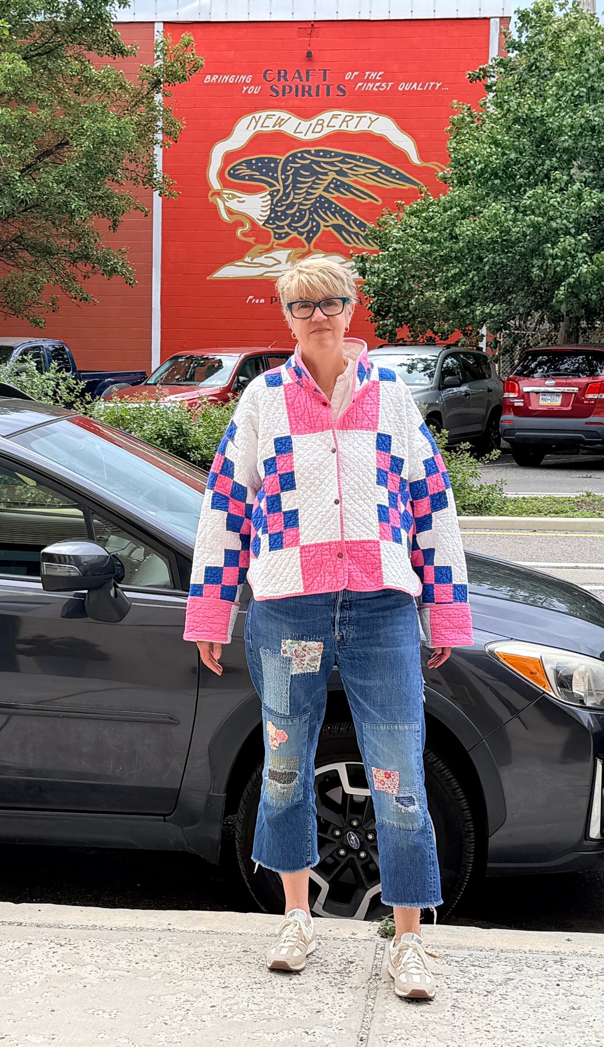 Stadium Jacket (M/L) (Pink & Blue Irish Chain)