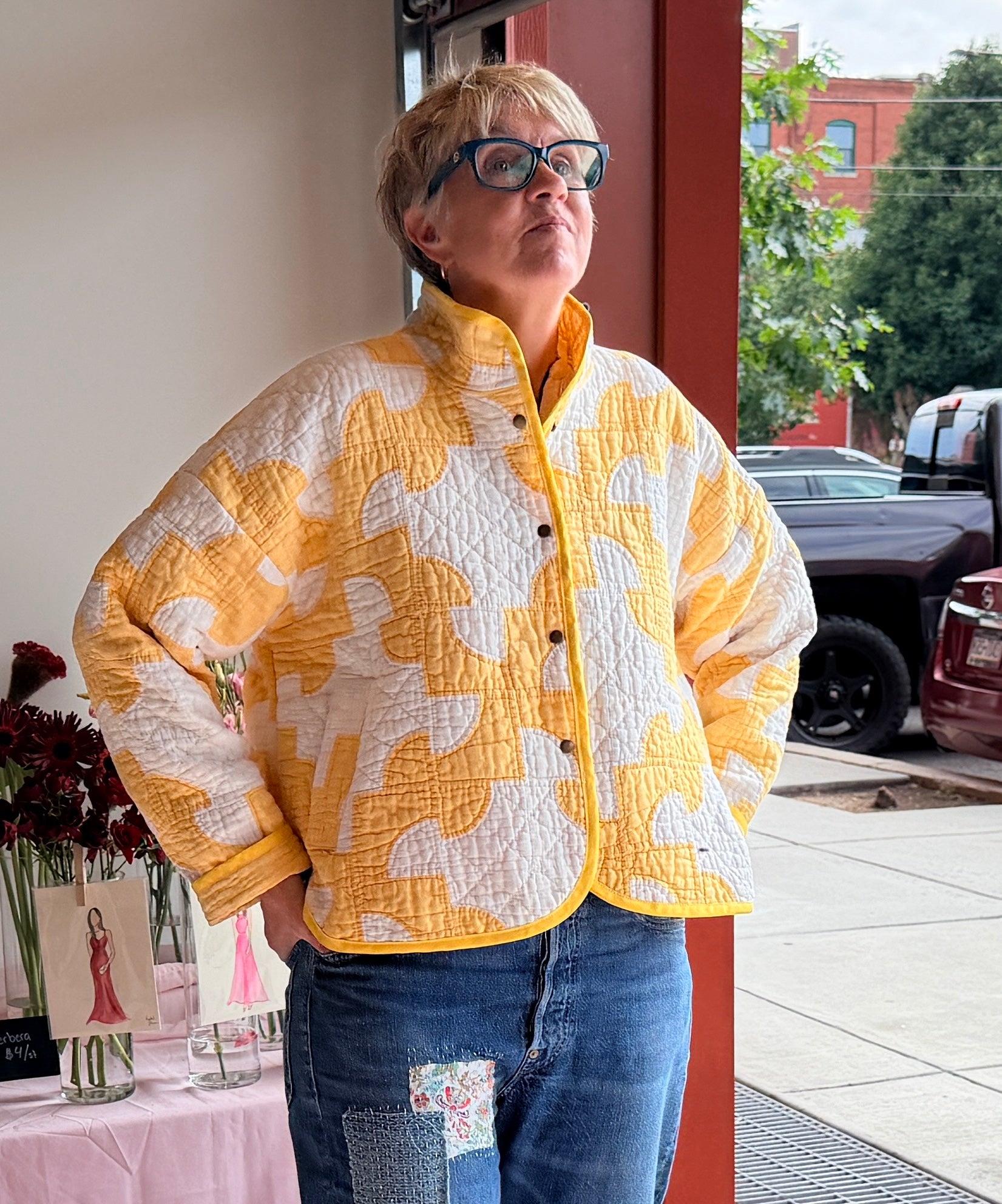Stadium Jacket (S/M) (Yellow Drunkard's Path)