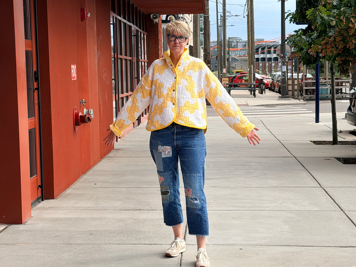 Stadium Jacket (S/M) (Yellow Drunkard's Path)