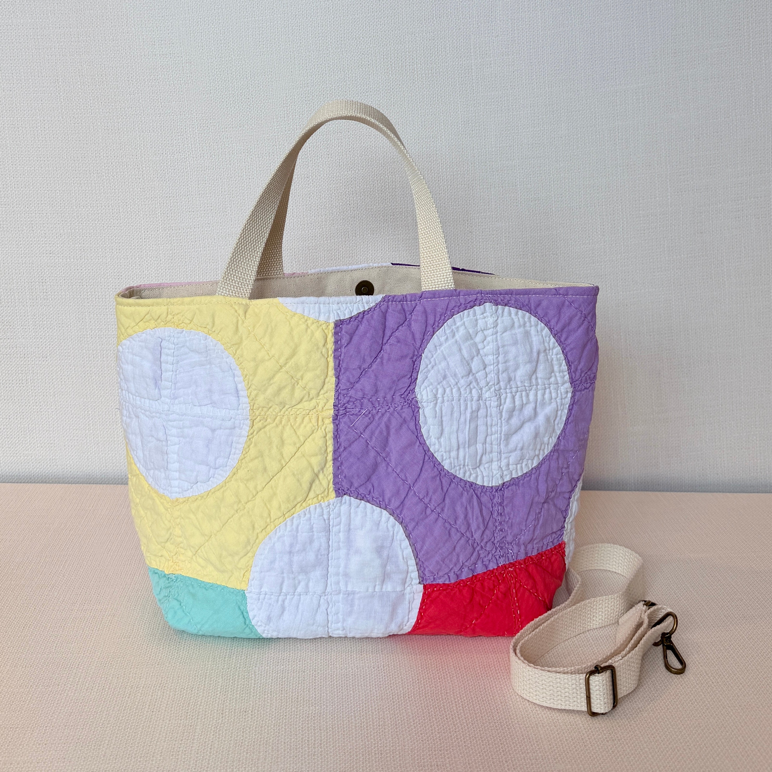 Studio Tote (Bright Circles (Dark Purple & Yellow))