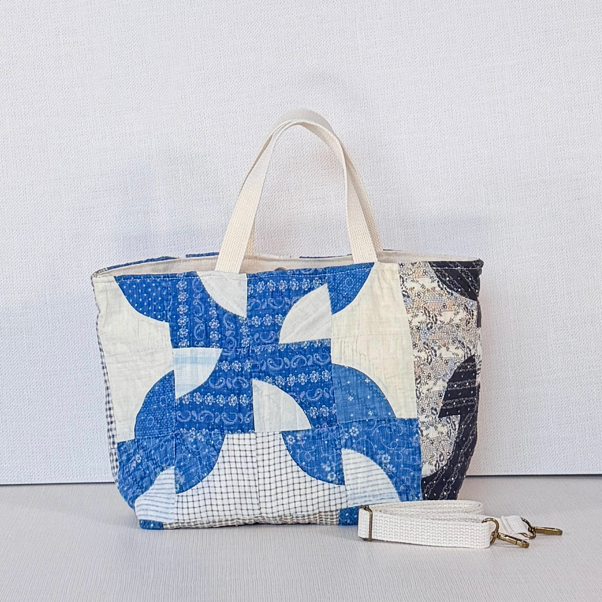 Studio Tote (Black & Indigo Drunkard's Path)