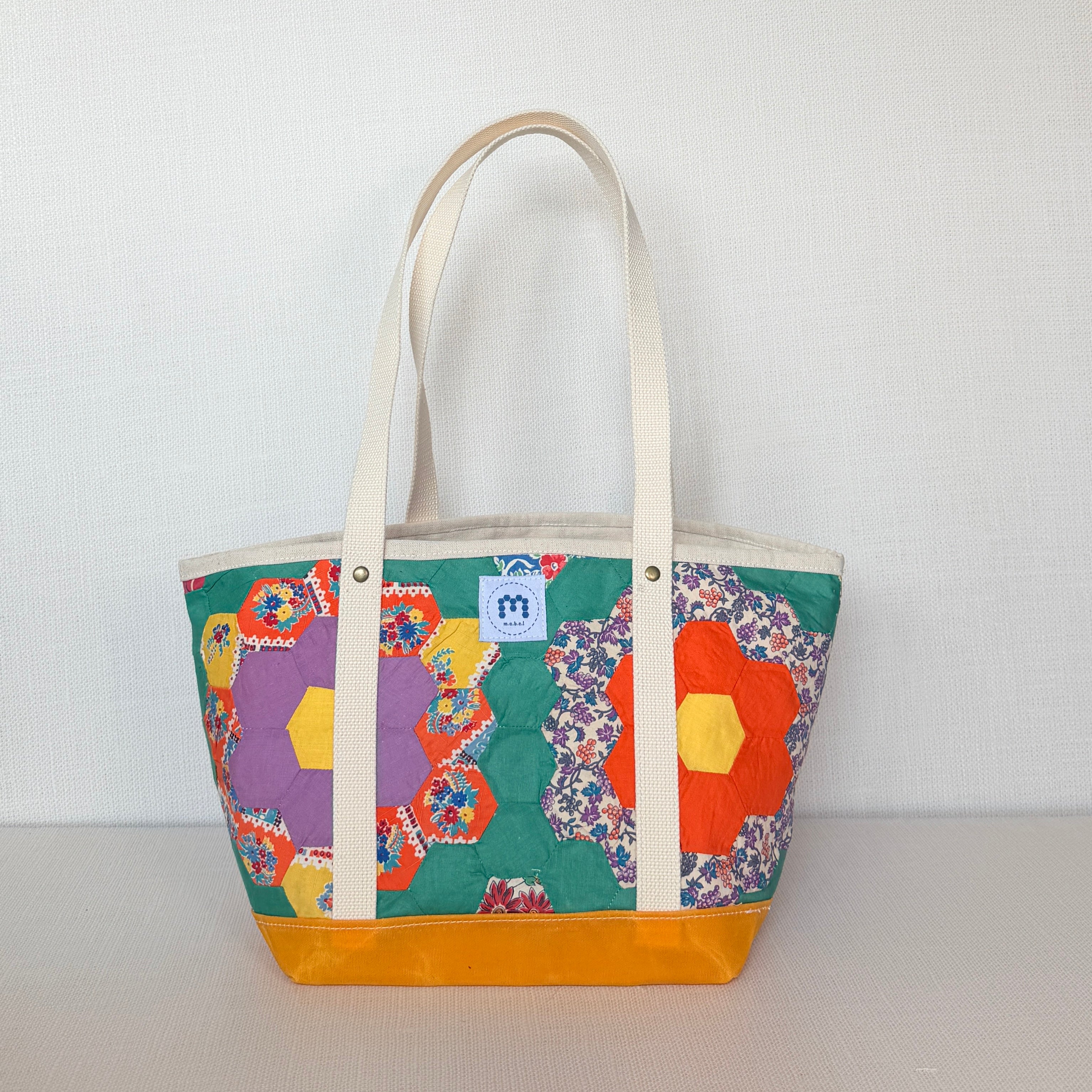 Waxed Canvas Tote Medium (Yellow Canvas with Green)
