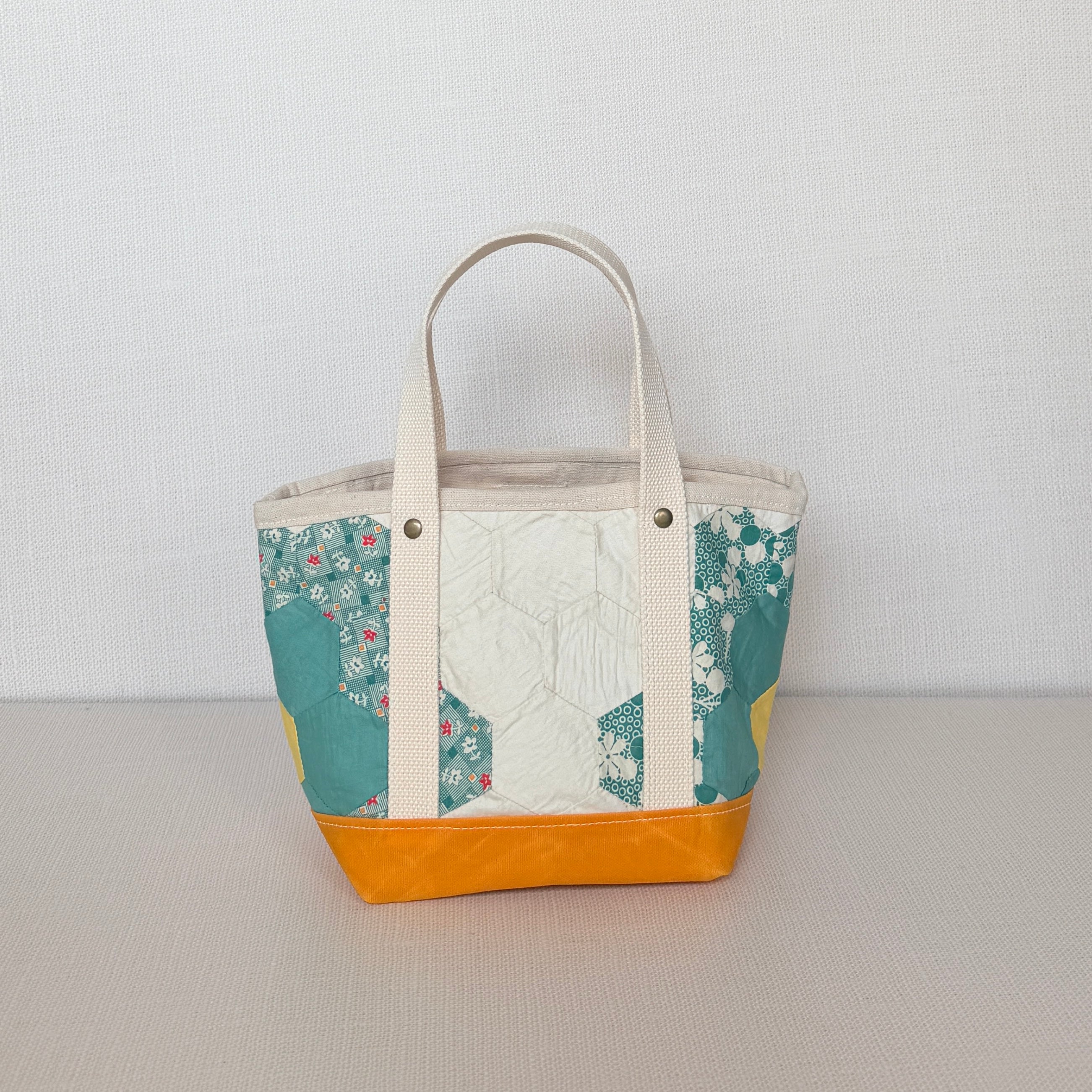 Waxed Canvas Tote-Small (Yellow Canvas with Purple)