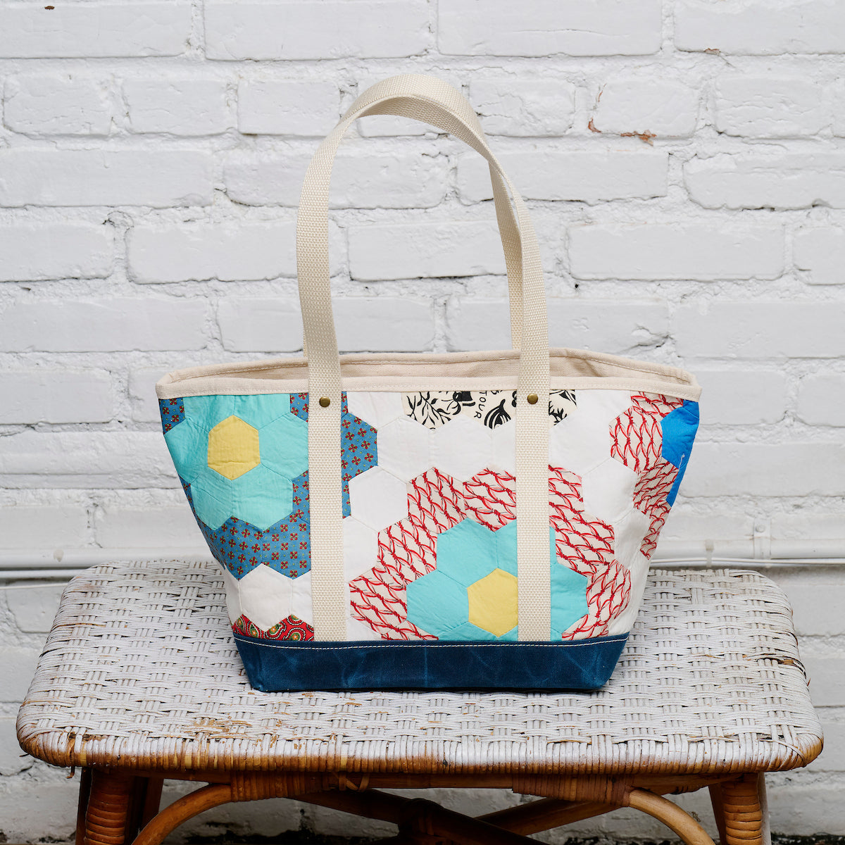 Waxed Canvas Tote Medium (Blue #6)