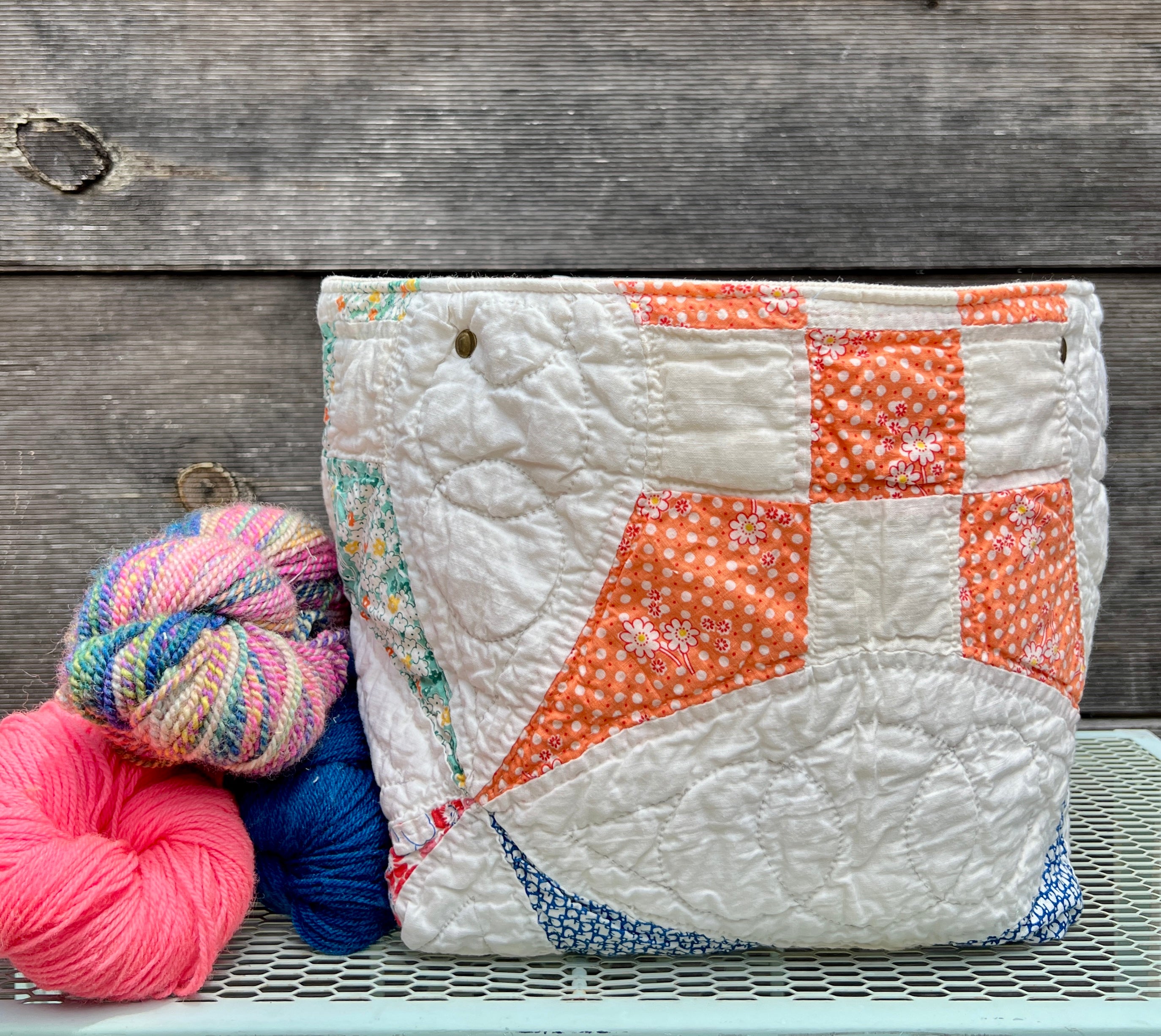 Quilt Bin (Orange Improved 9 Patch