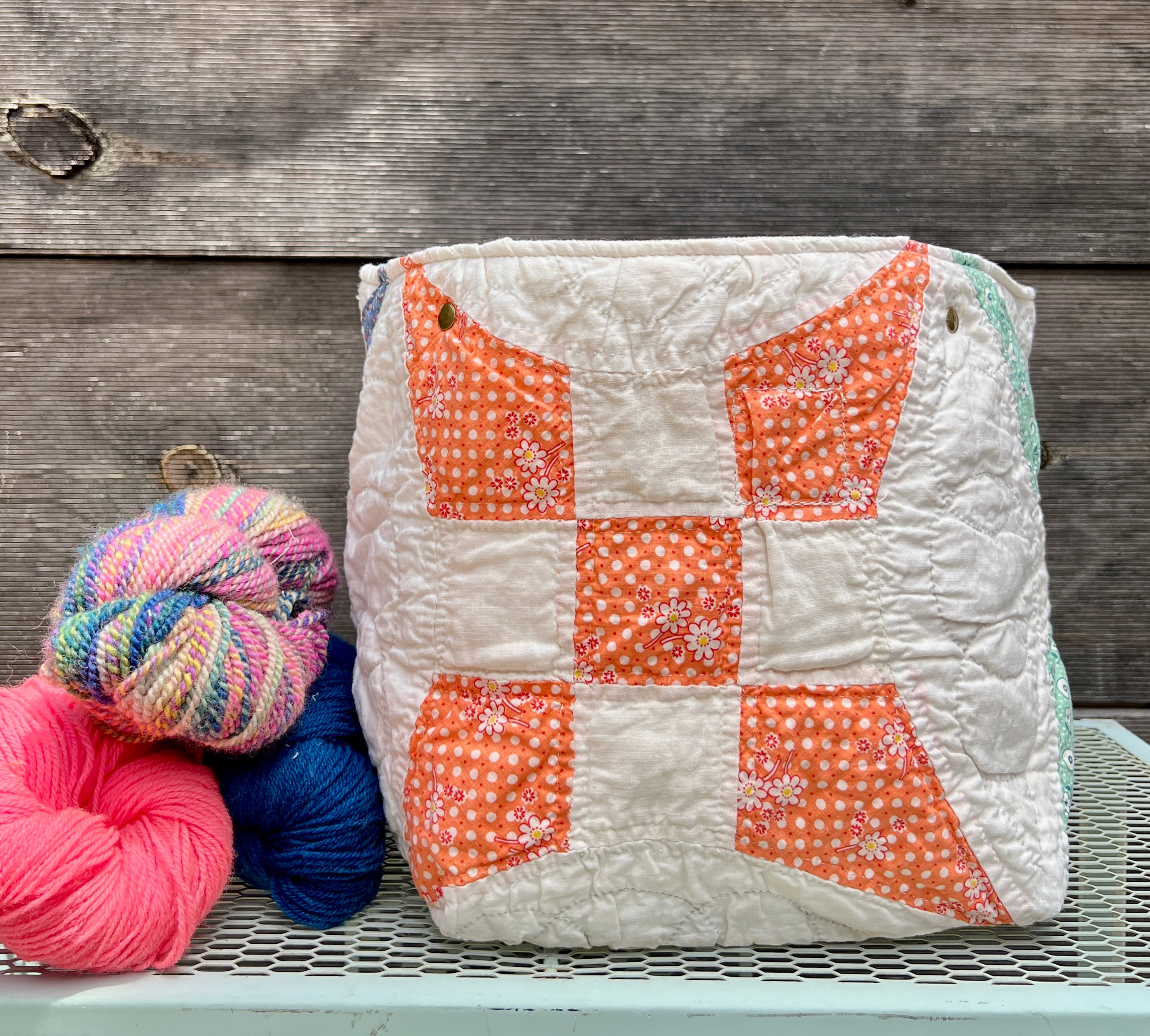 Quilt Bin (Orange Improved 9 Patch